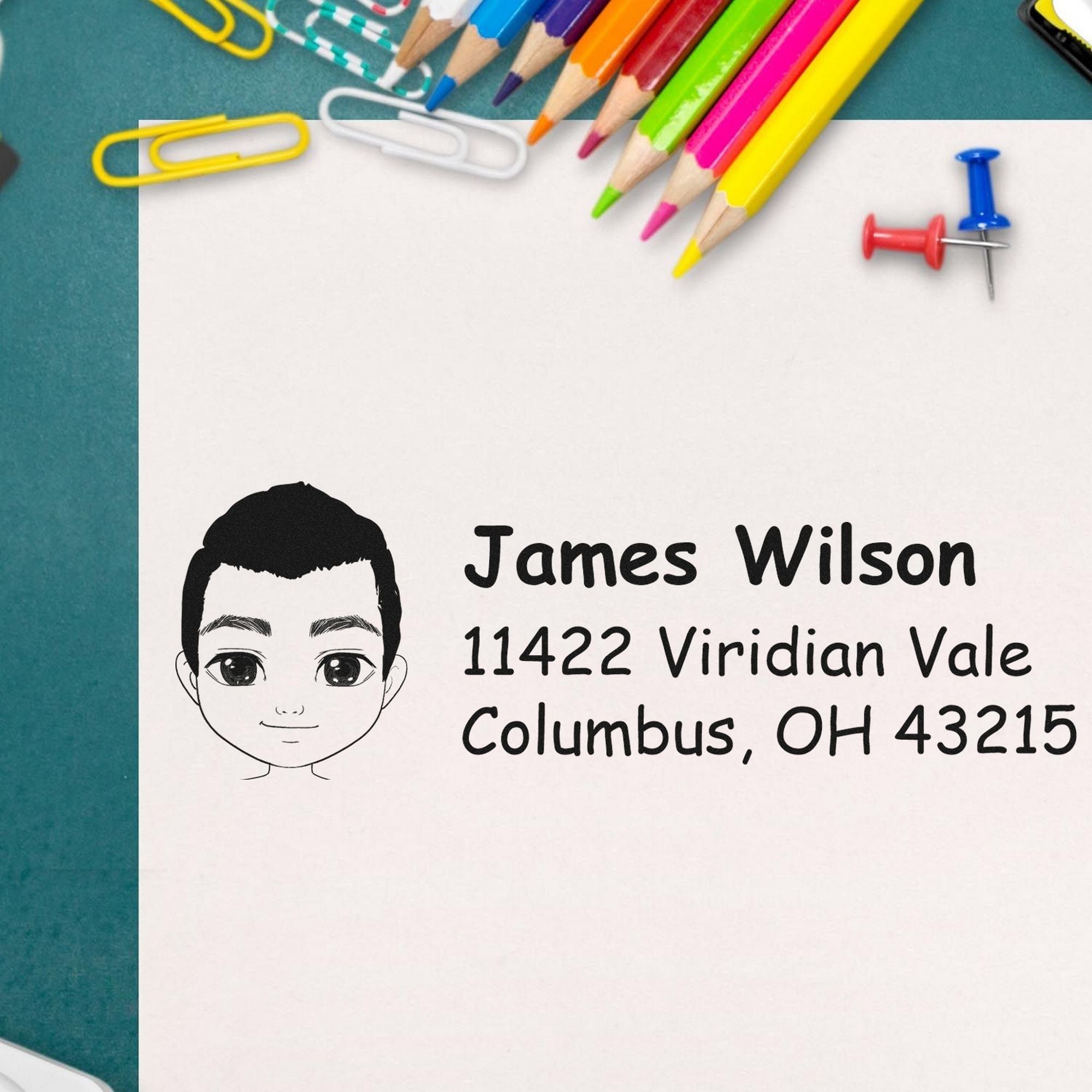 Wood Handle Mr James Bitmoji Address Stamp