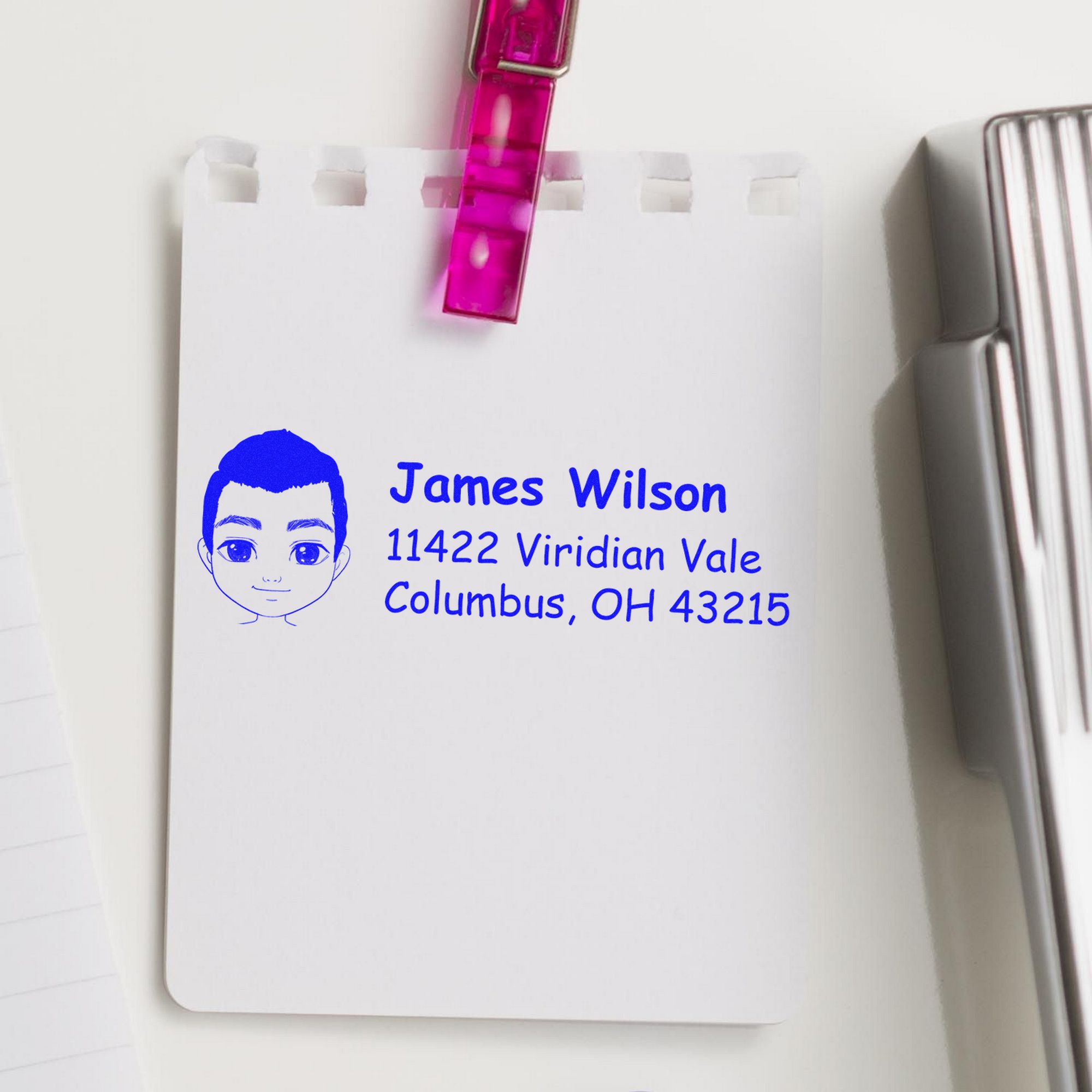 Wood Handle Mr James Bitmoji Address Stamp