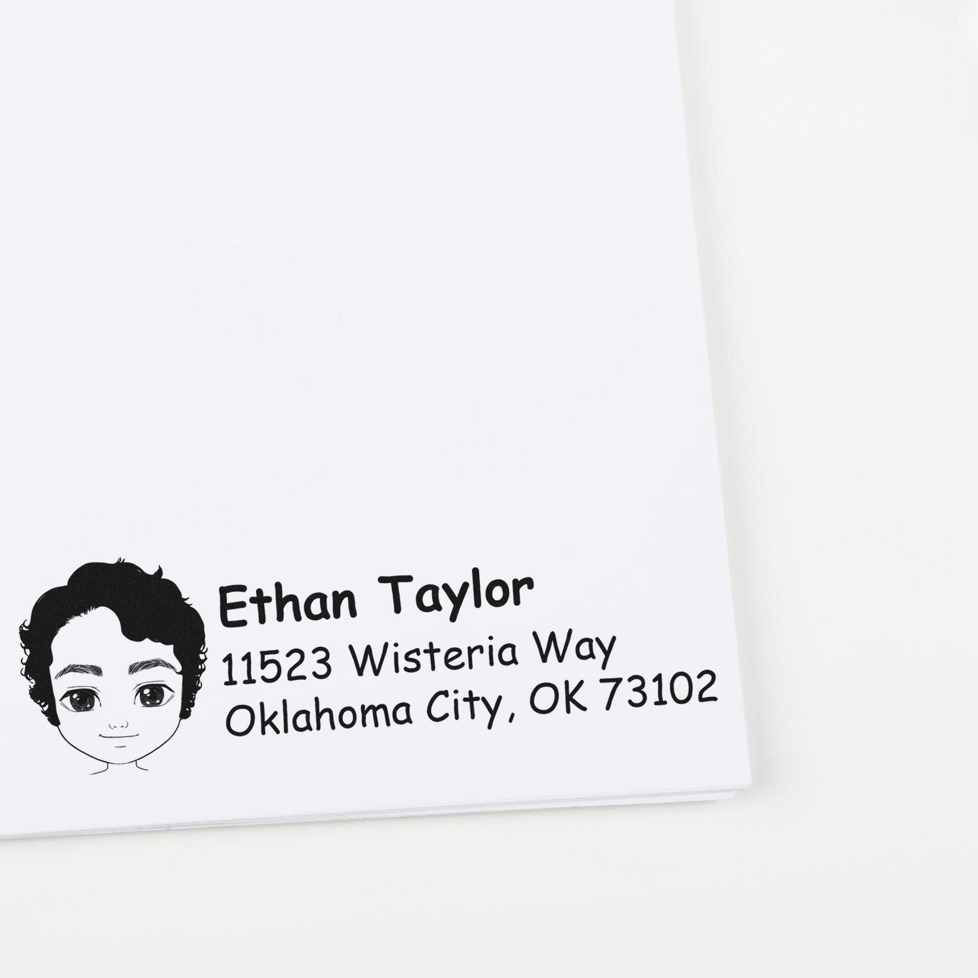 Wood Handle Mr Ethan Bitmoji Address Stamp