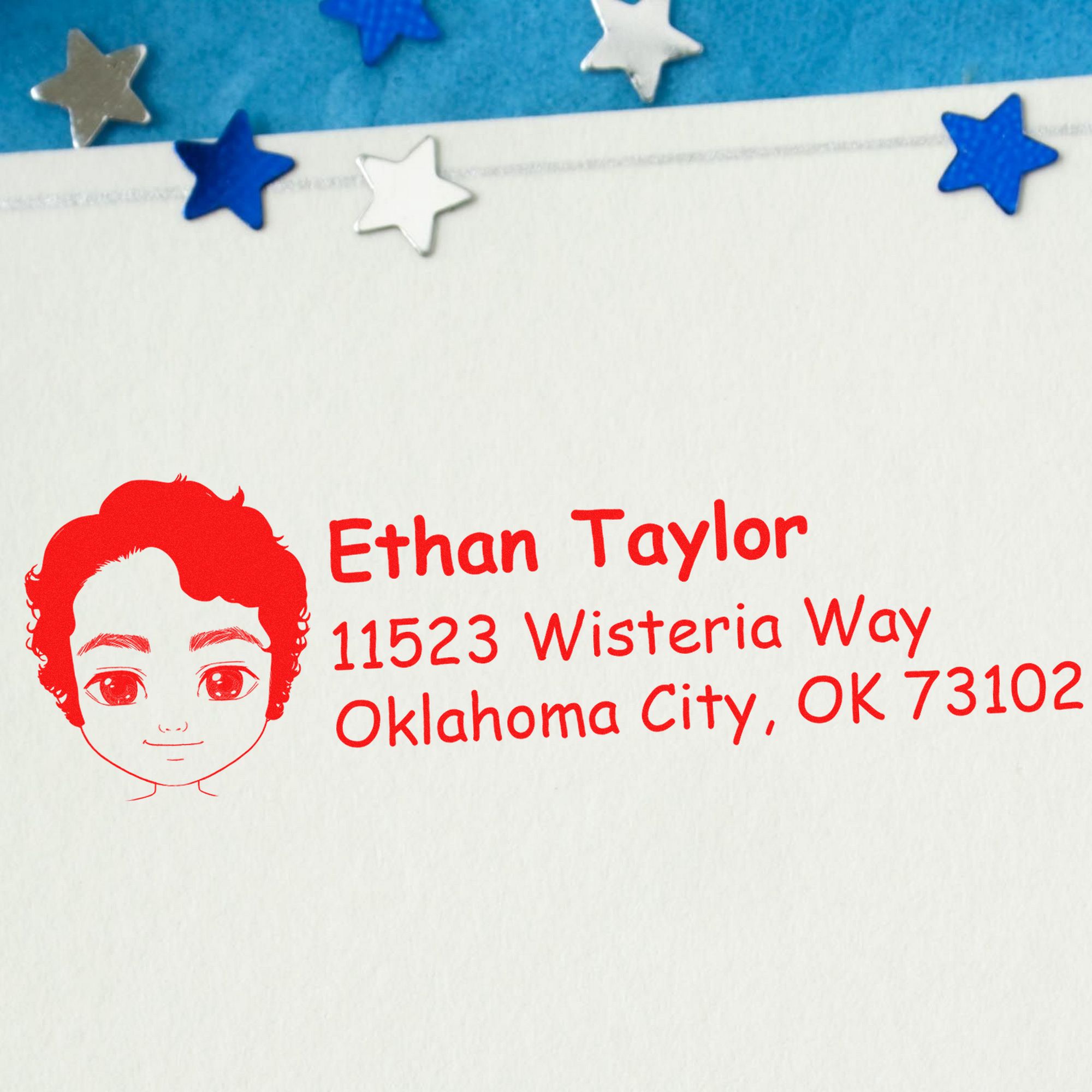 Wood Handle Mr Ethan Bitmoji Address Stamp