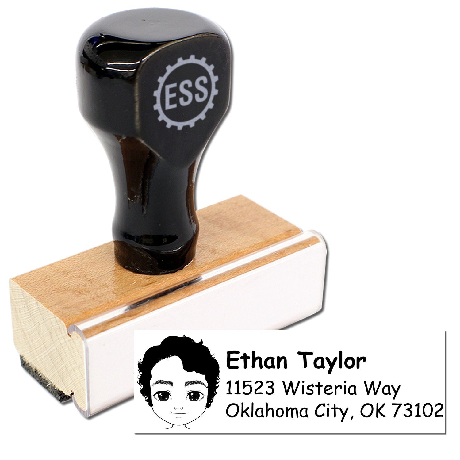 Wood Handle Mr Ethan Bitmoji Address Stamp