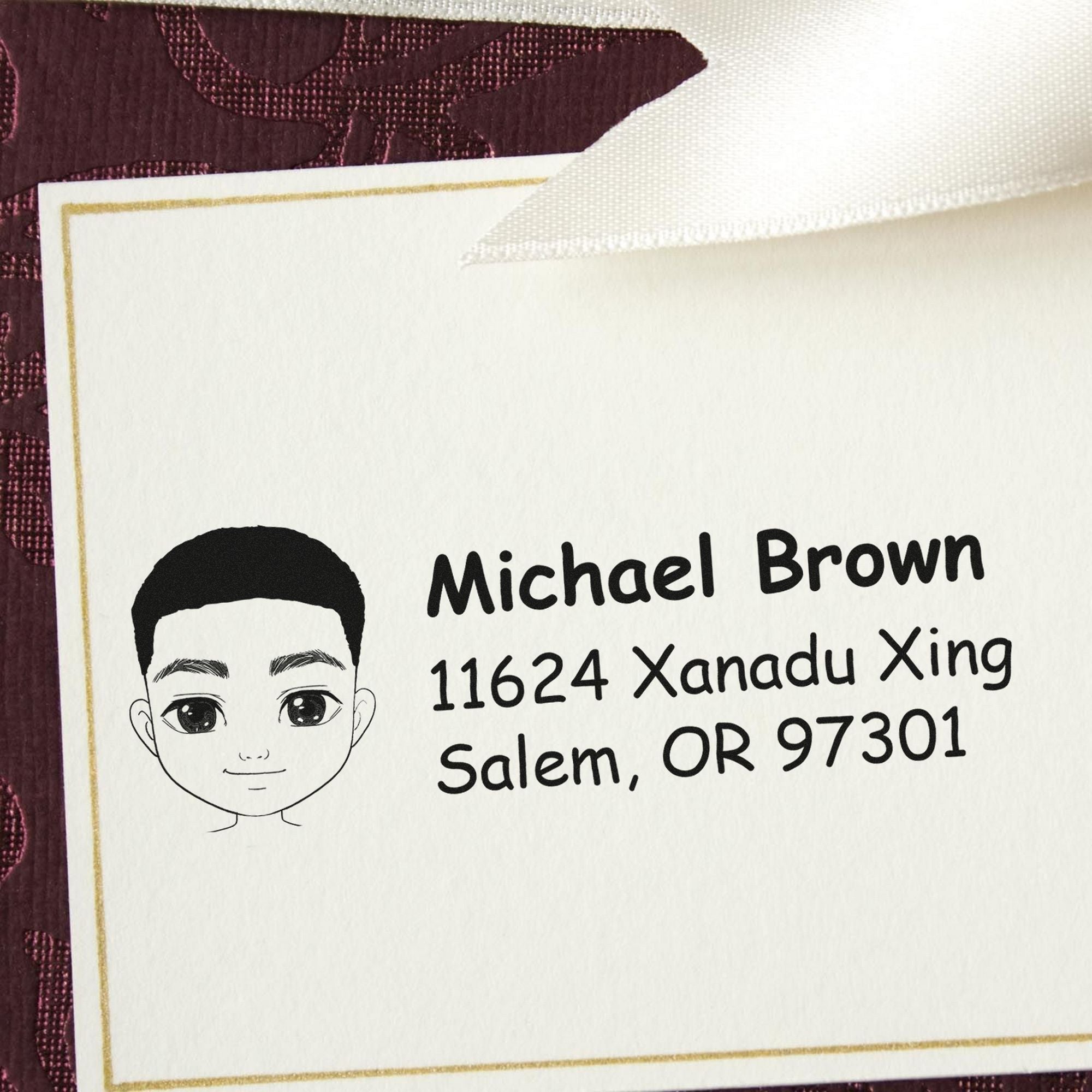 Wood Handle Mr Michael Bitmoji Address Stamp