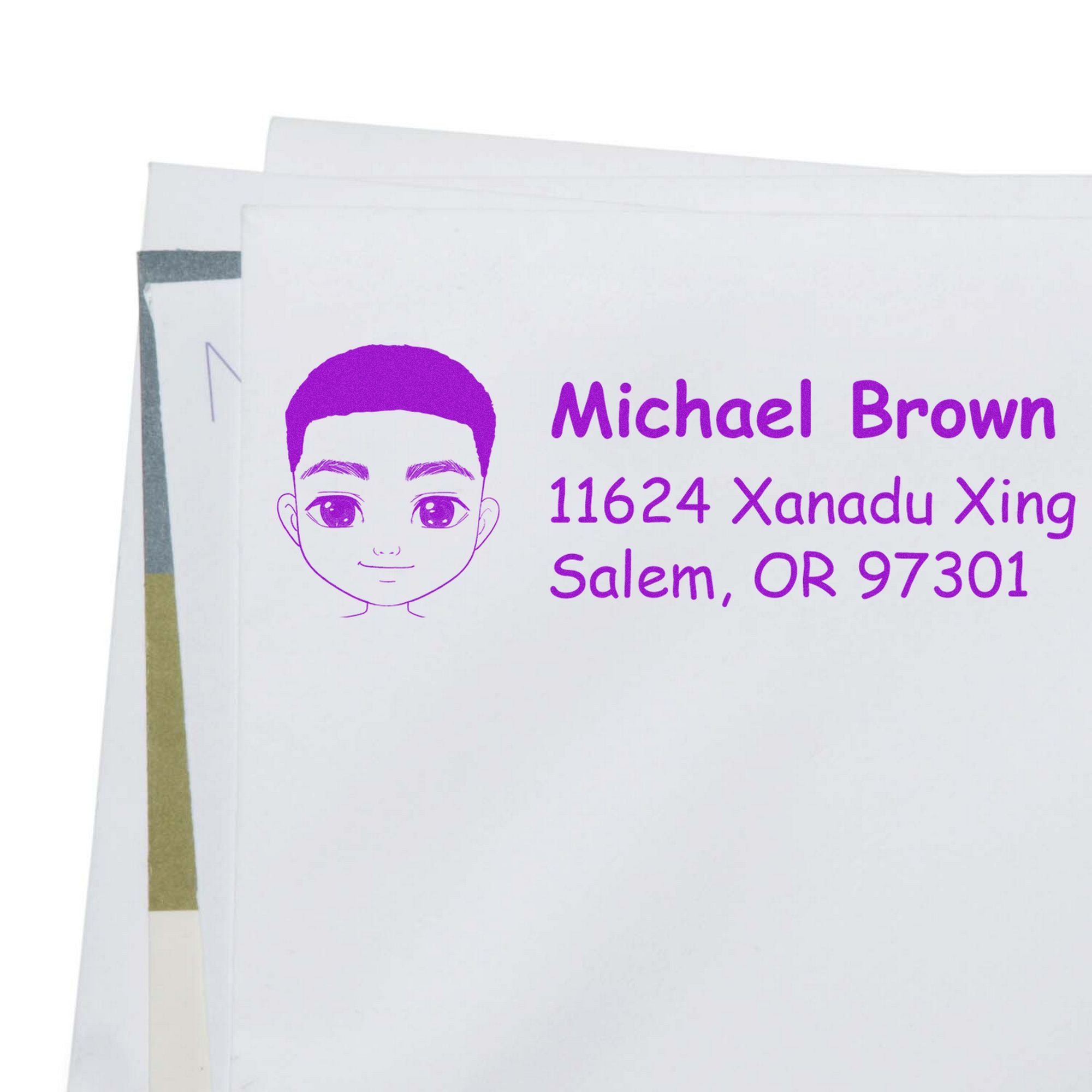 Wood Handle Mr Michael Bitmoji Address Stamp