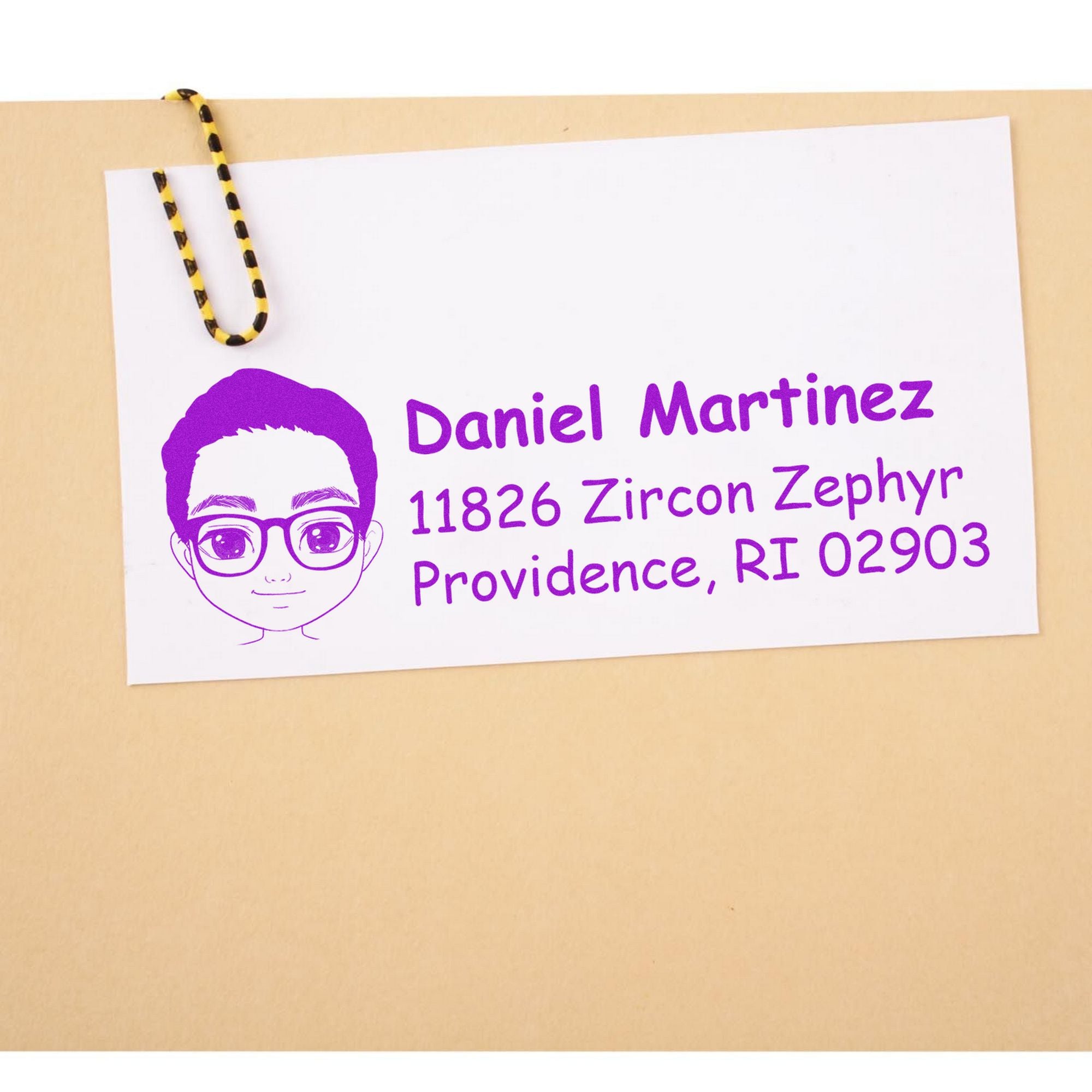 Wood Handle Mr Daniel Bitmoji Address Stamp