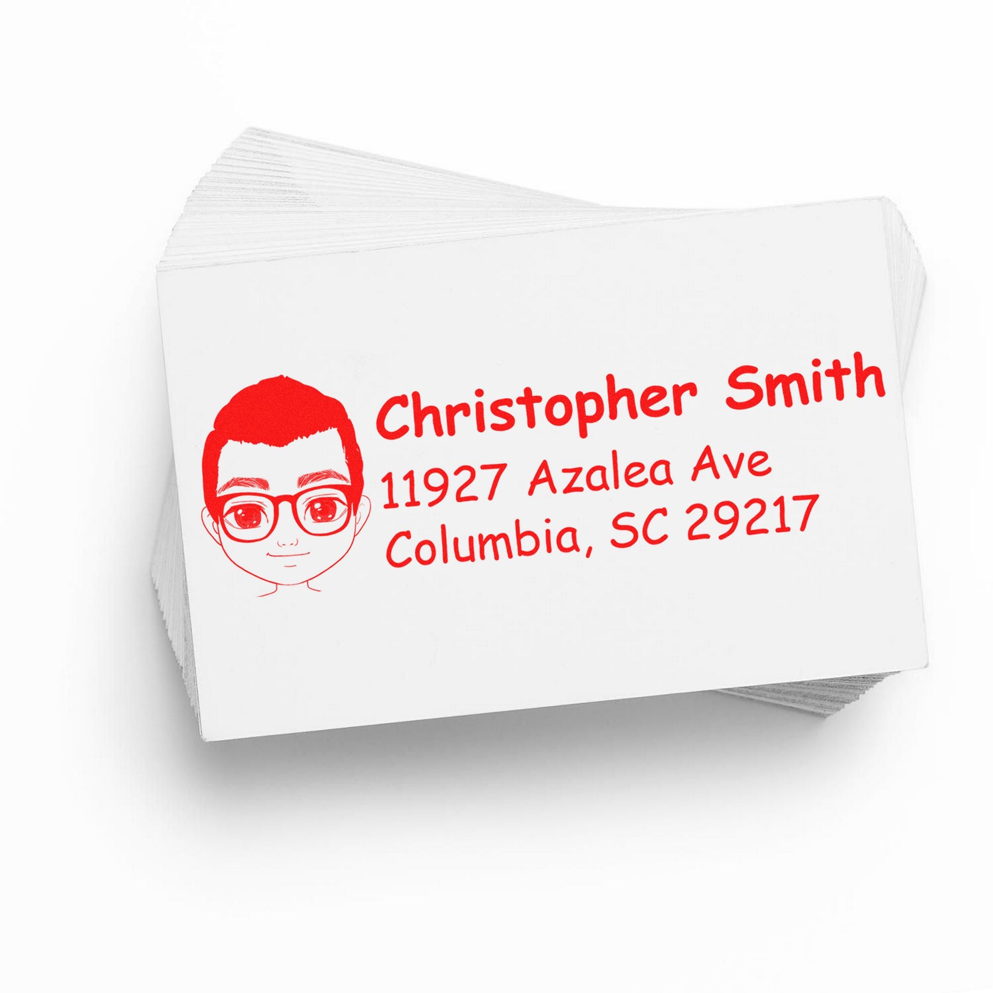 Wood Handle Mr Christopher Bitmoji Address Stamp