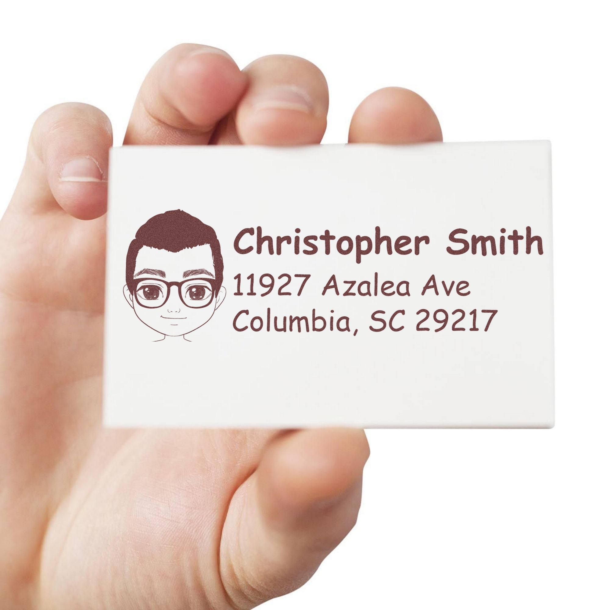 Wood Handle Mr Christopher Bitmoji Address Stamp