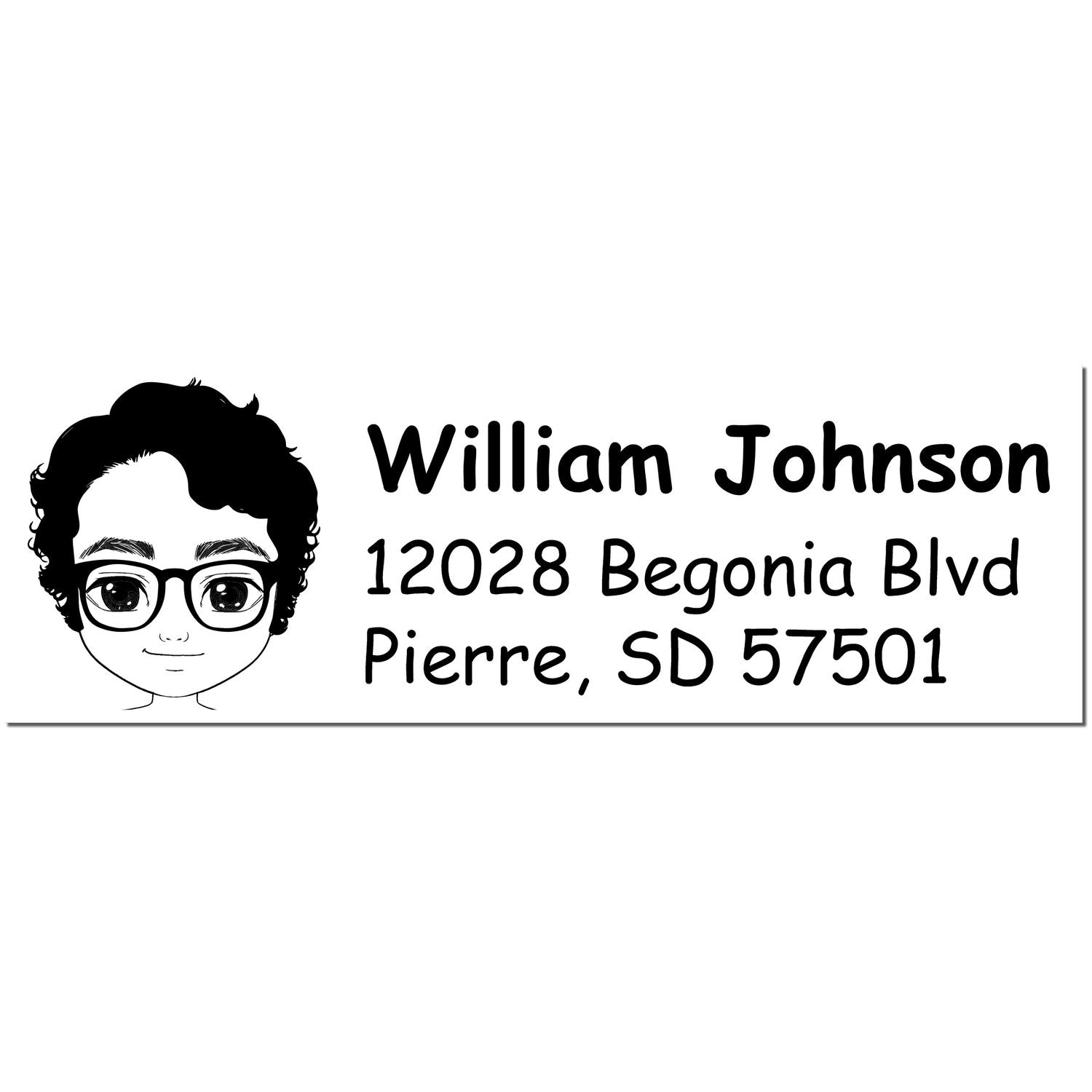 Wood Handle Mr William Bitmoji Address Stamp