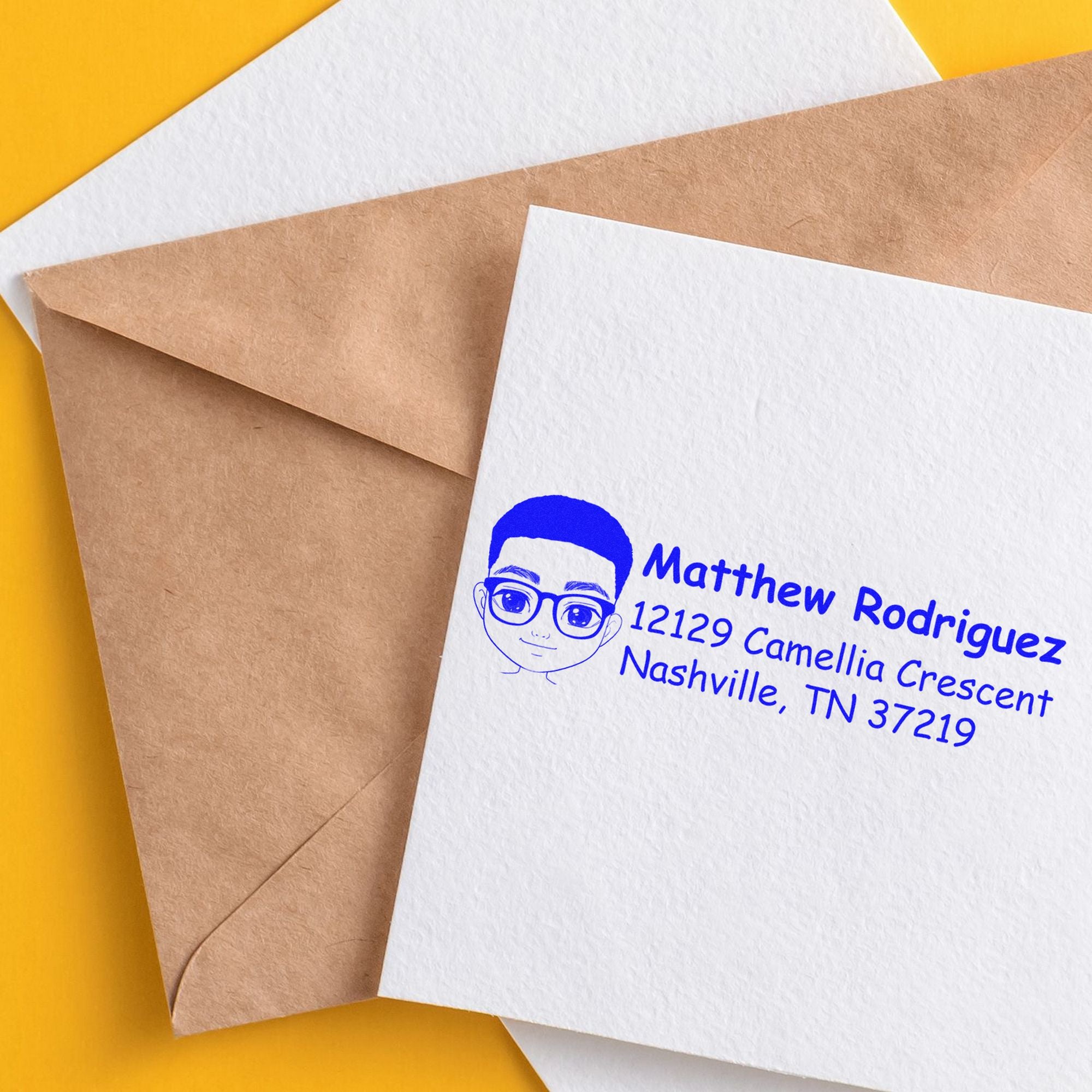 Wood Handle Mr Matthew Bitmoji Address Stamp