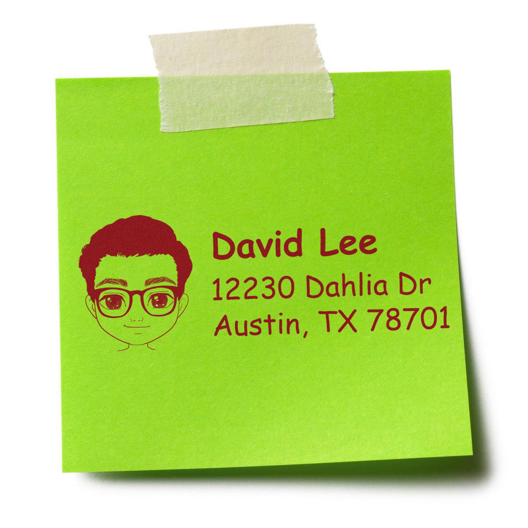 Wood Handle Mr David Bitmoji Address Stamp