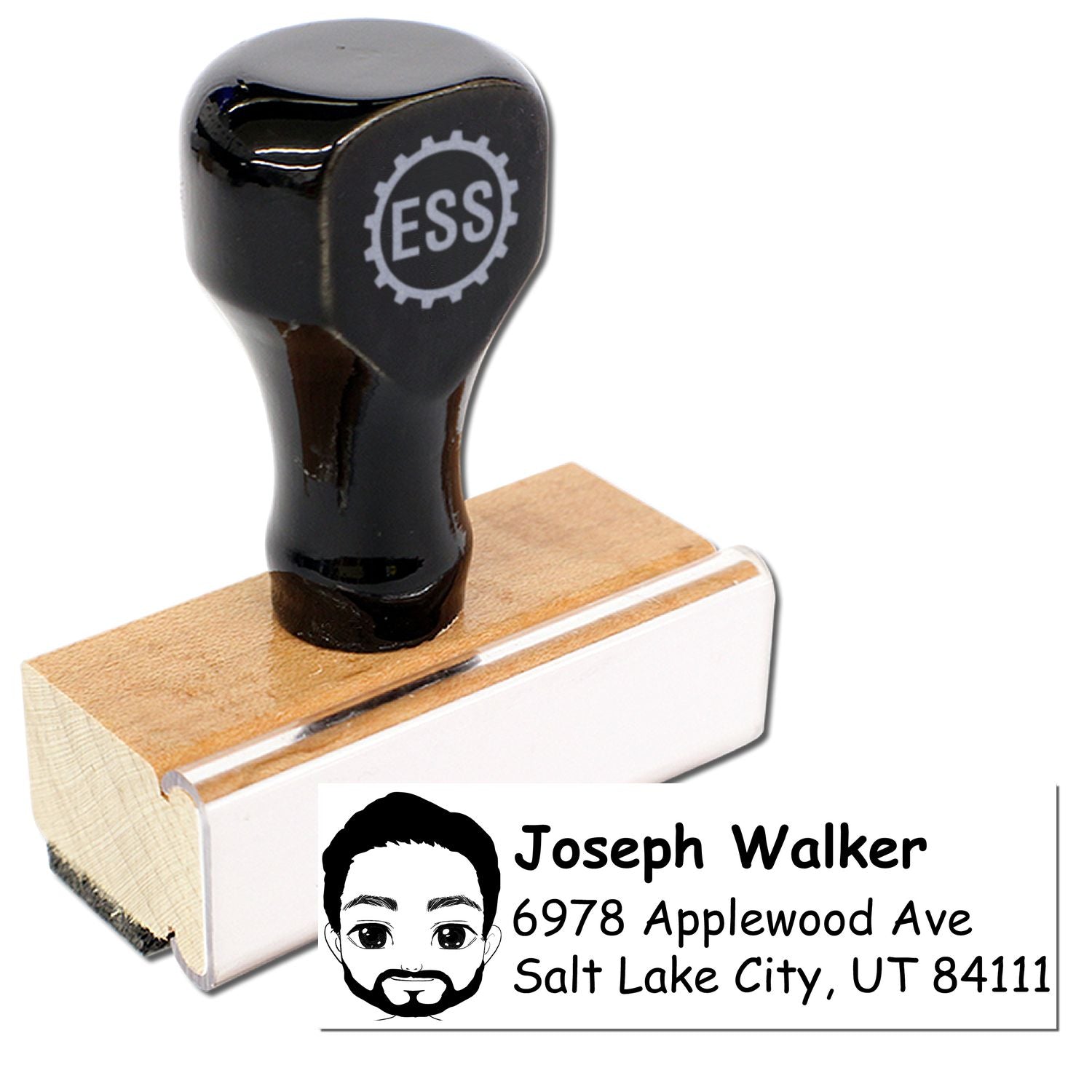 Wood Handle Mr Joseph Bitmoji Address Stamp