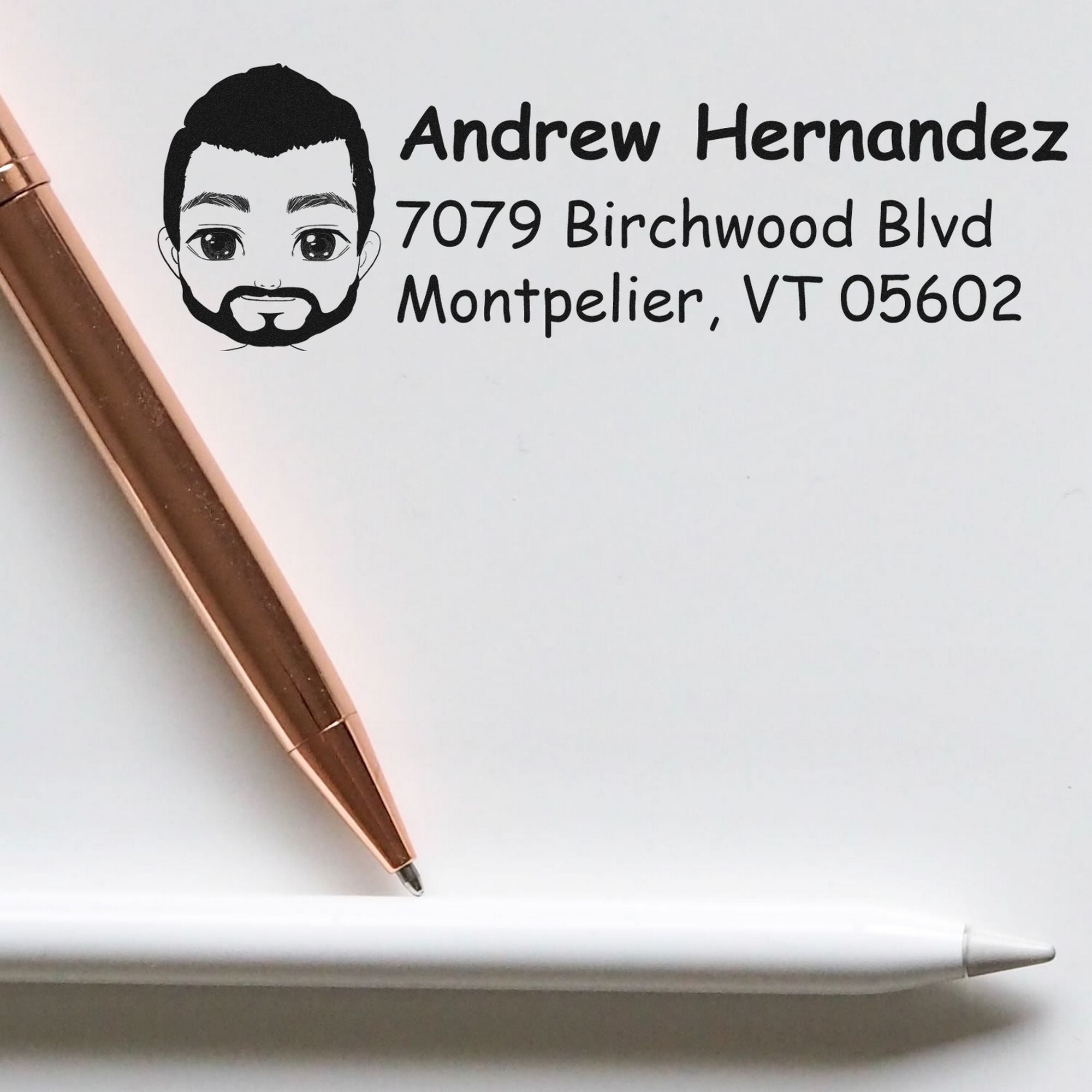 Wood Handle Mr Andrew Bitmoji Address Stamp