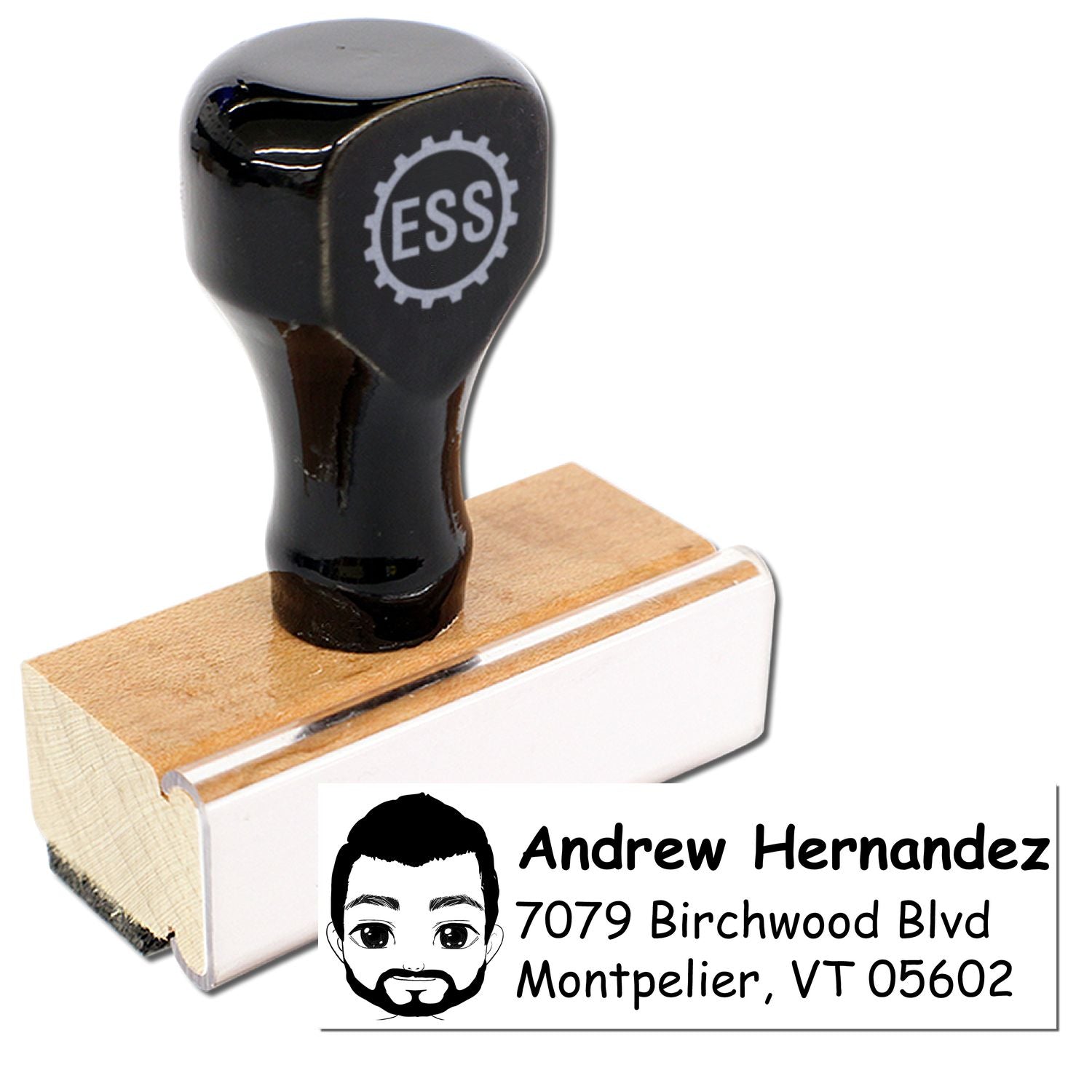 Wood Handle Mr Andrew Bitmoji Address Stamp