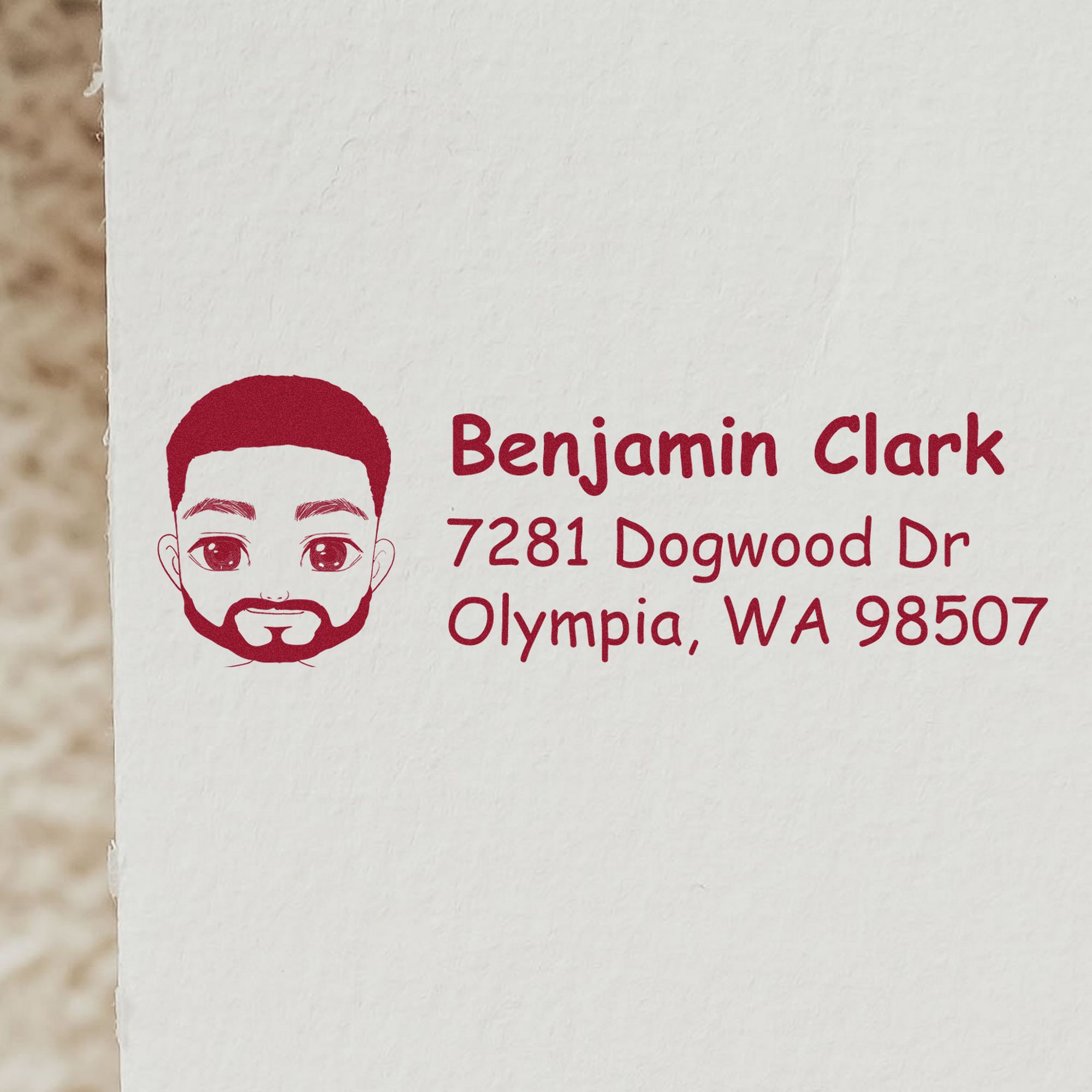 Wood Handle Mr Benjamin Bitmoji Address Stamp