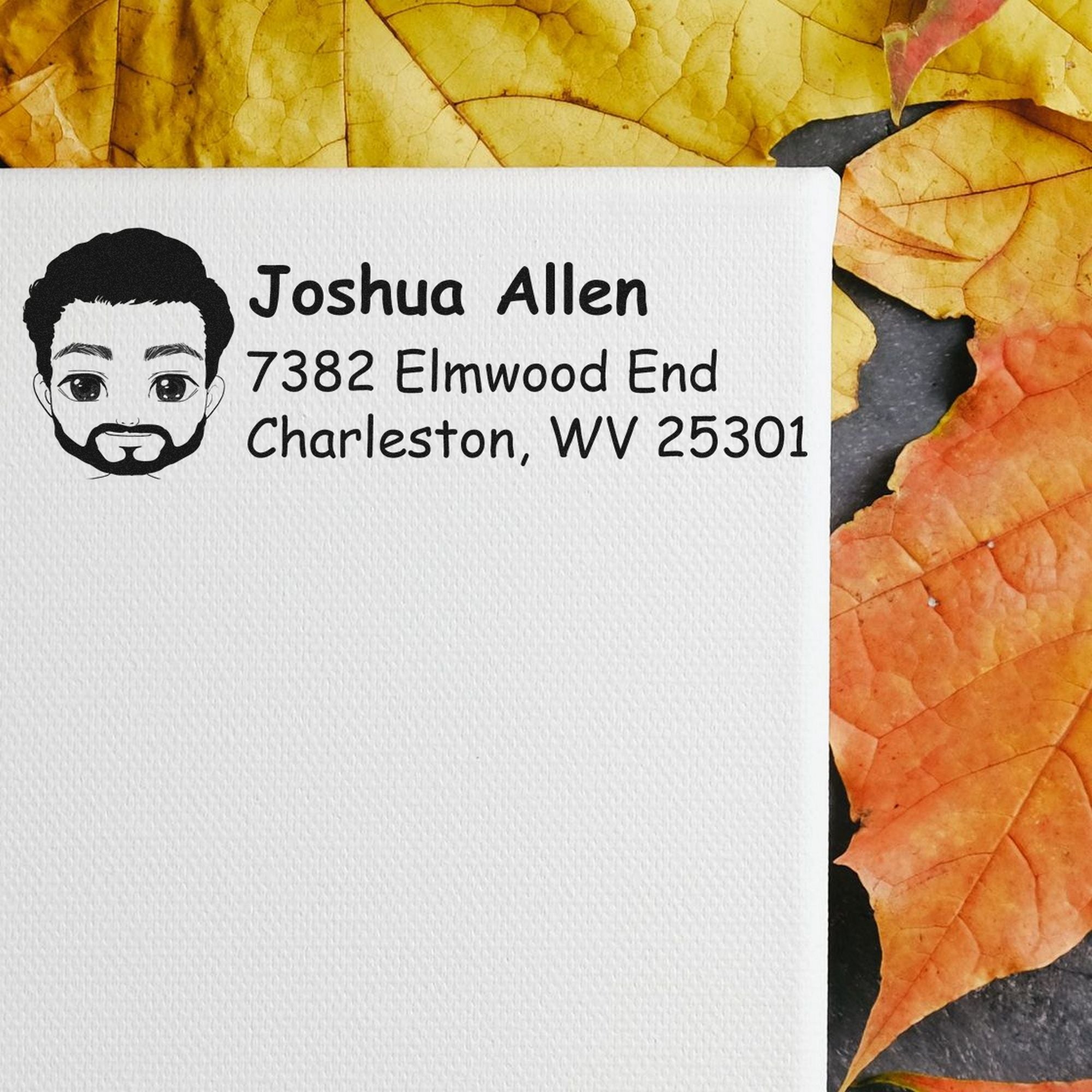 Wood Handle Mr Joshua Bitmoji Address Stamp