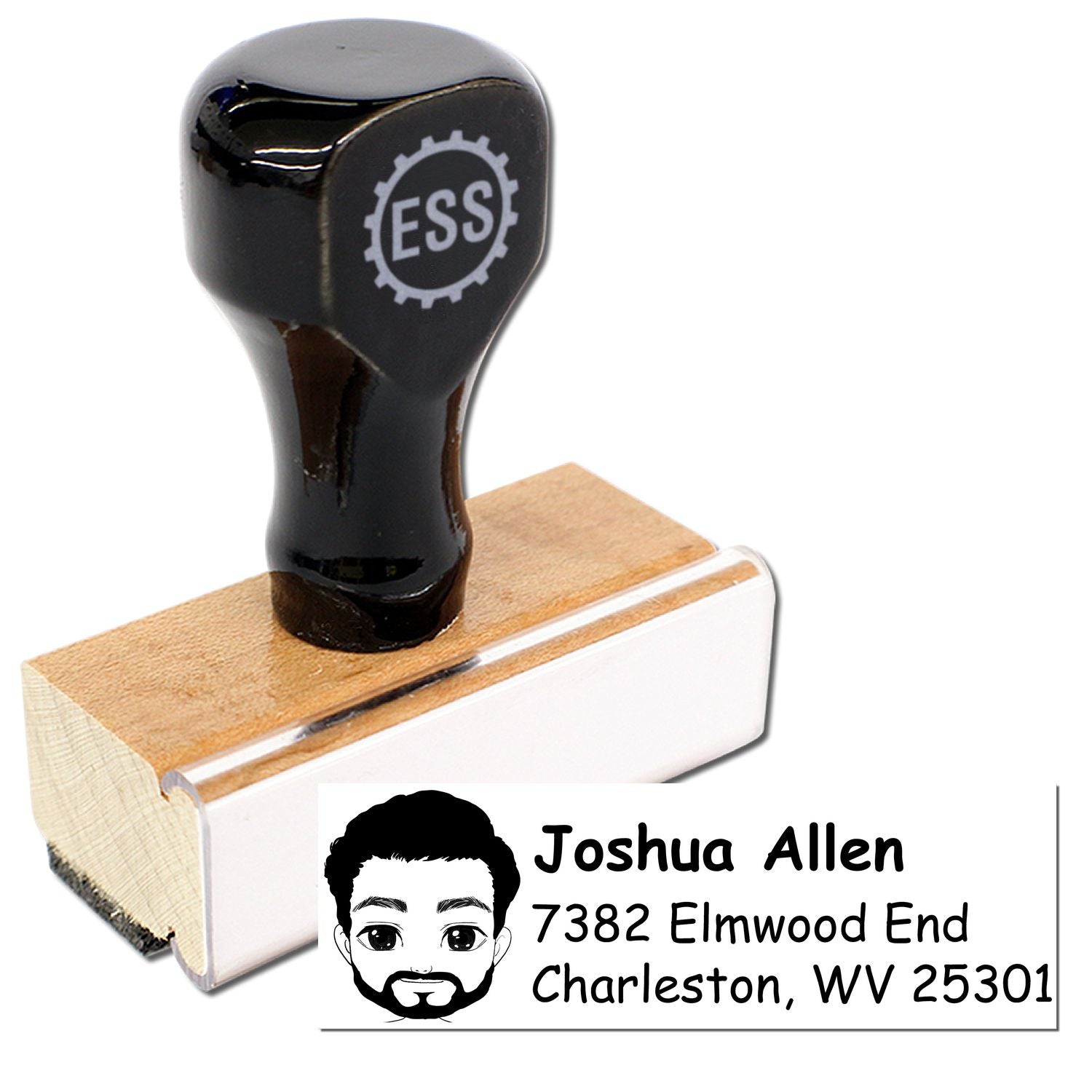 Wood Handle Mr Joshua Bitmoji Address Stamp