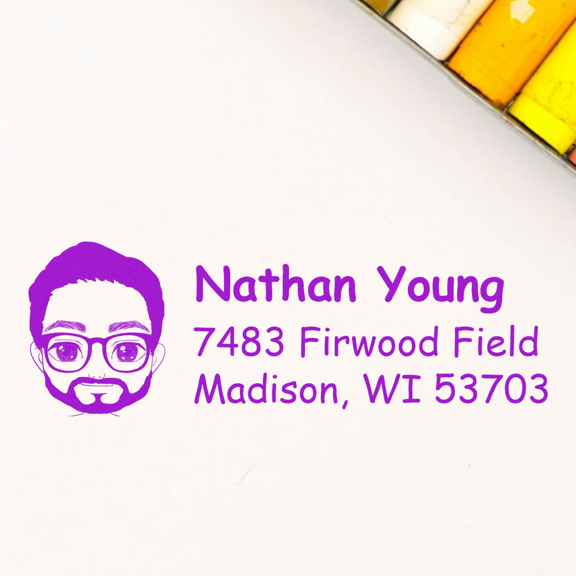 Wood Handle Mr Nathan Bitmoji Address Stamp