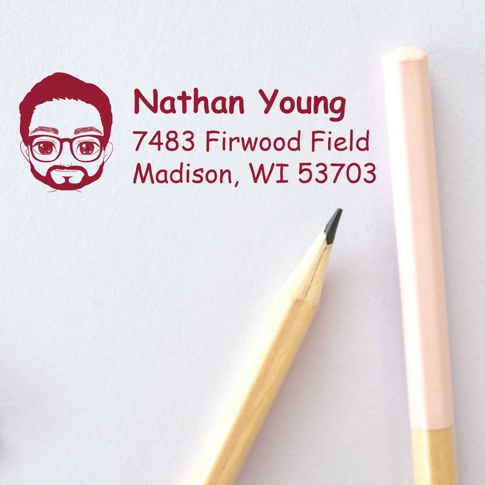 Wood Handle Mr Nathan Bitmoji Address Stamp