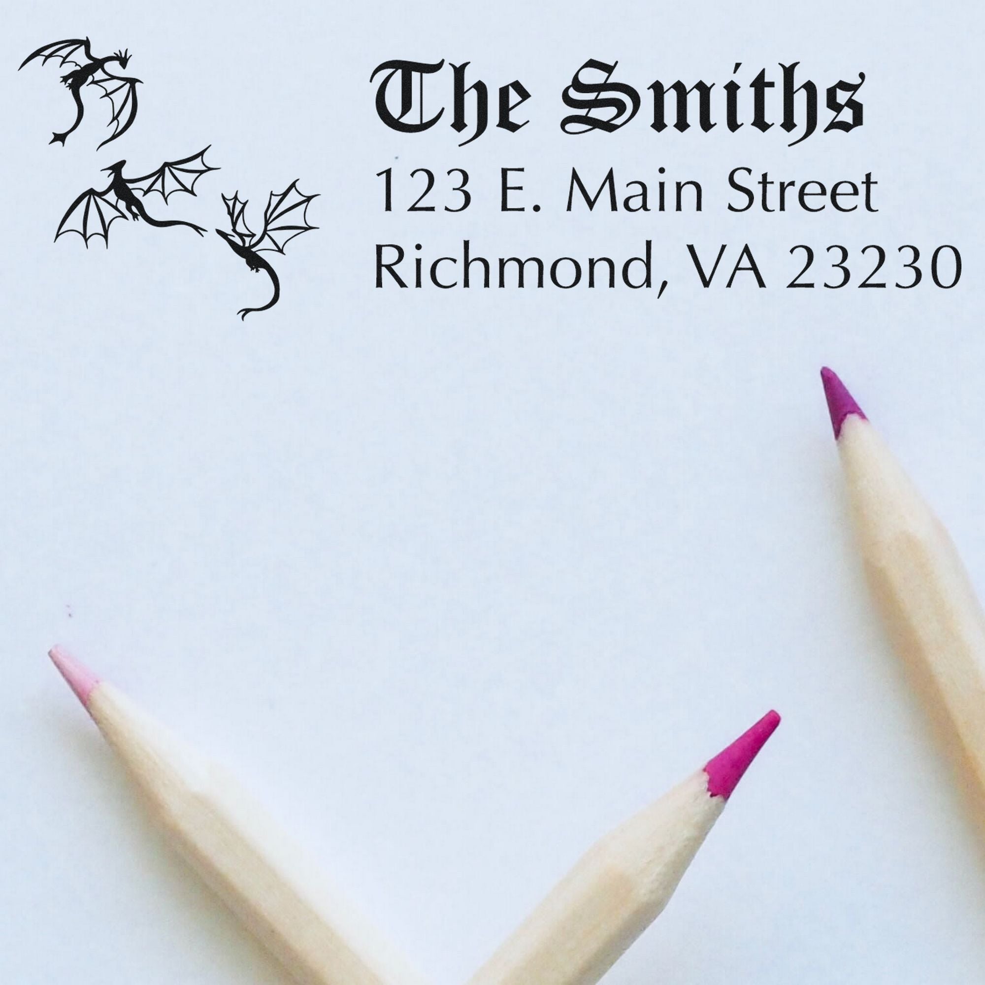 Self-Inking Onyx Dragon Custom Mailing Address Stamp