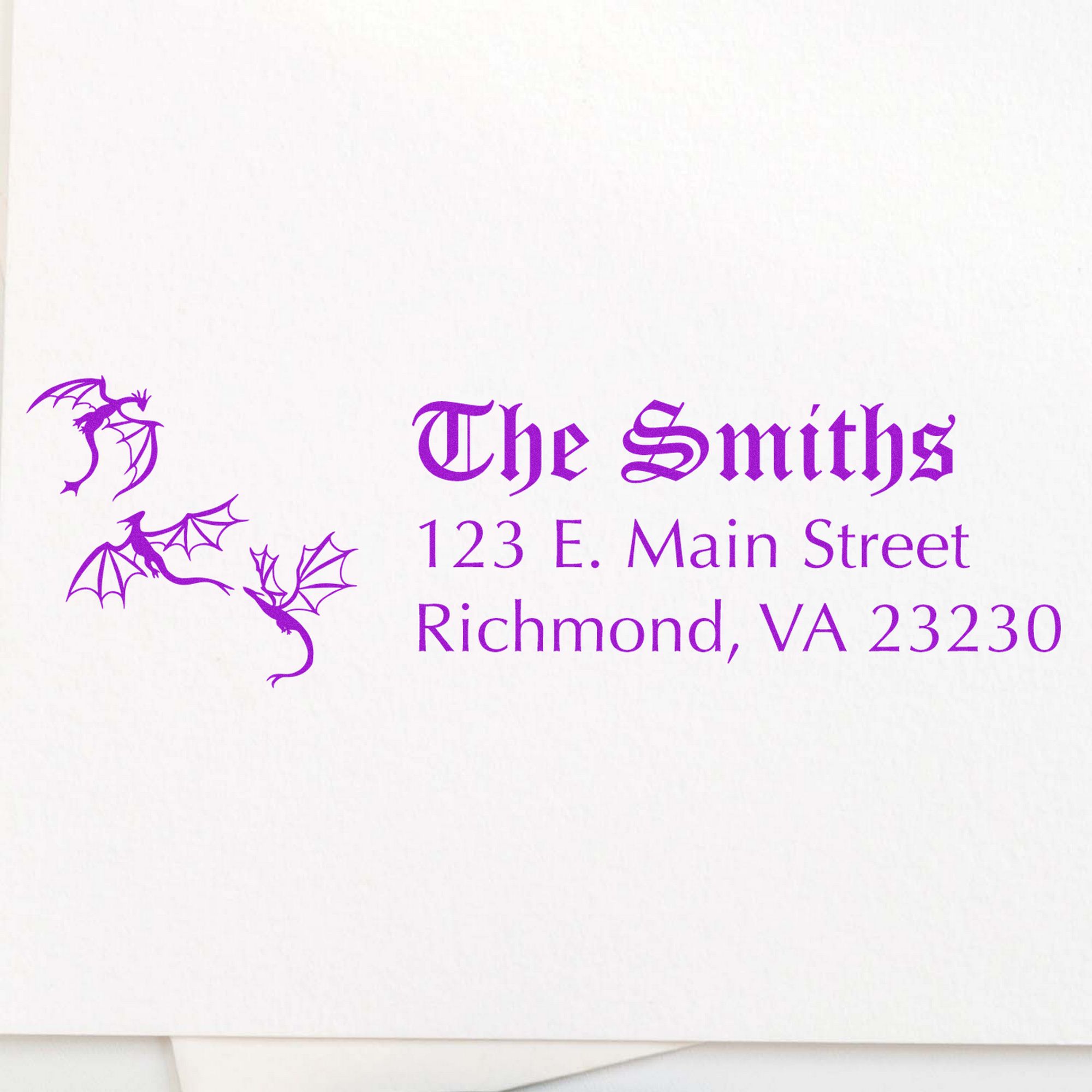 Onyx Dragon Handmade Return Address Rubber Stamp