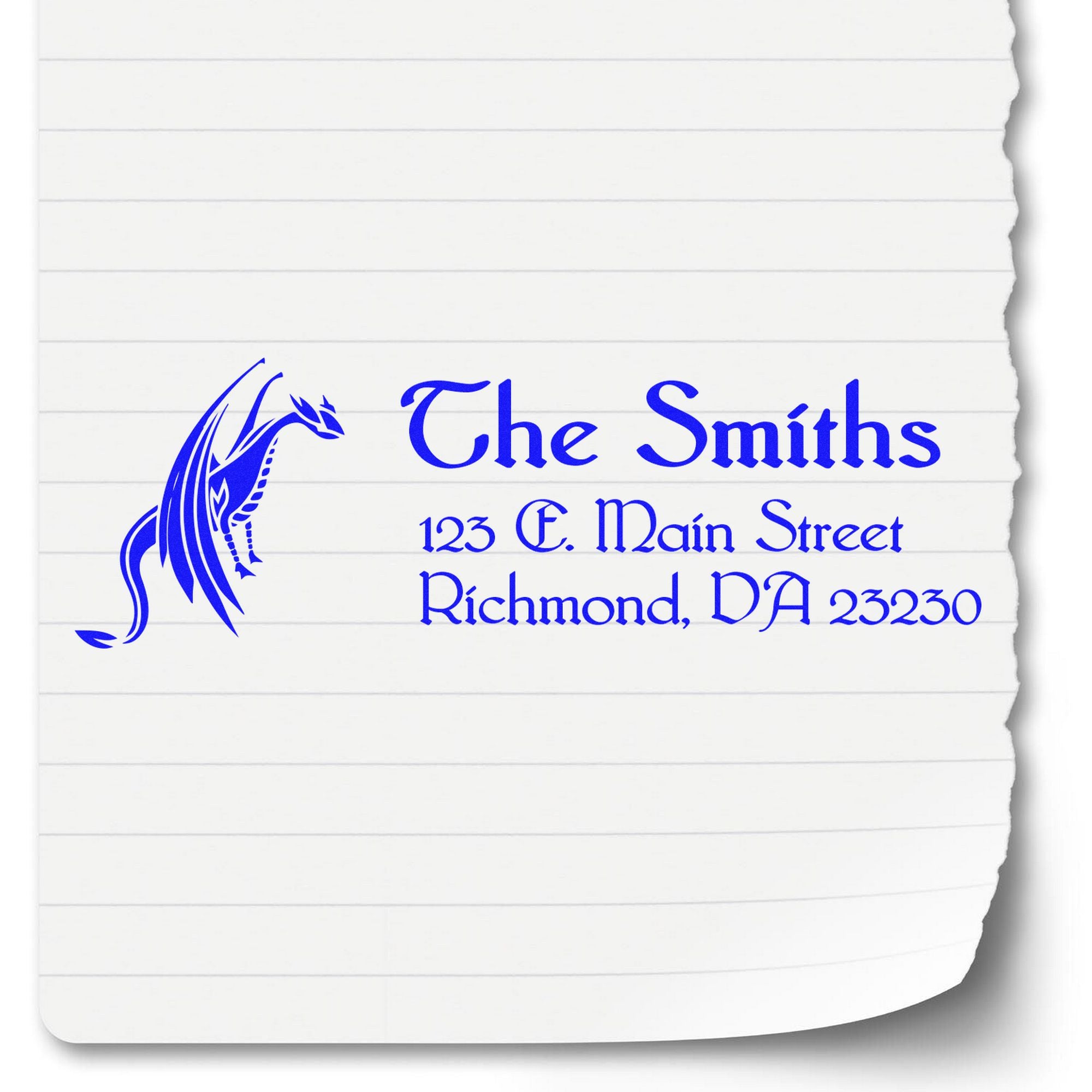 Slim Wrath Dragon Customizable Name and Address Stamp