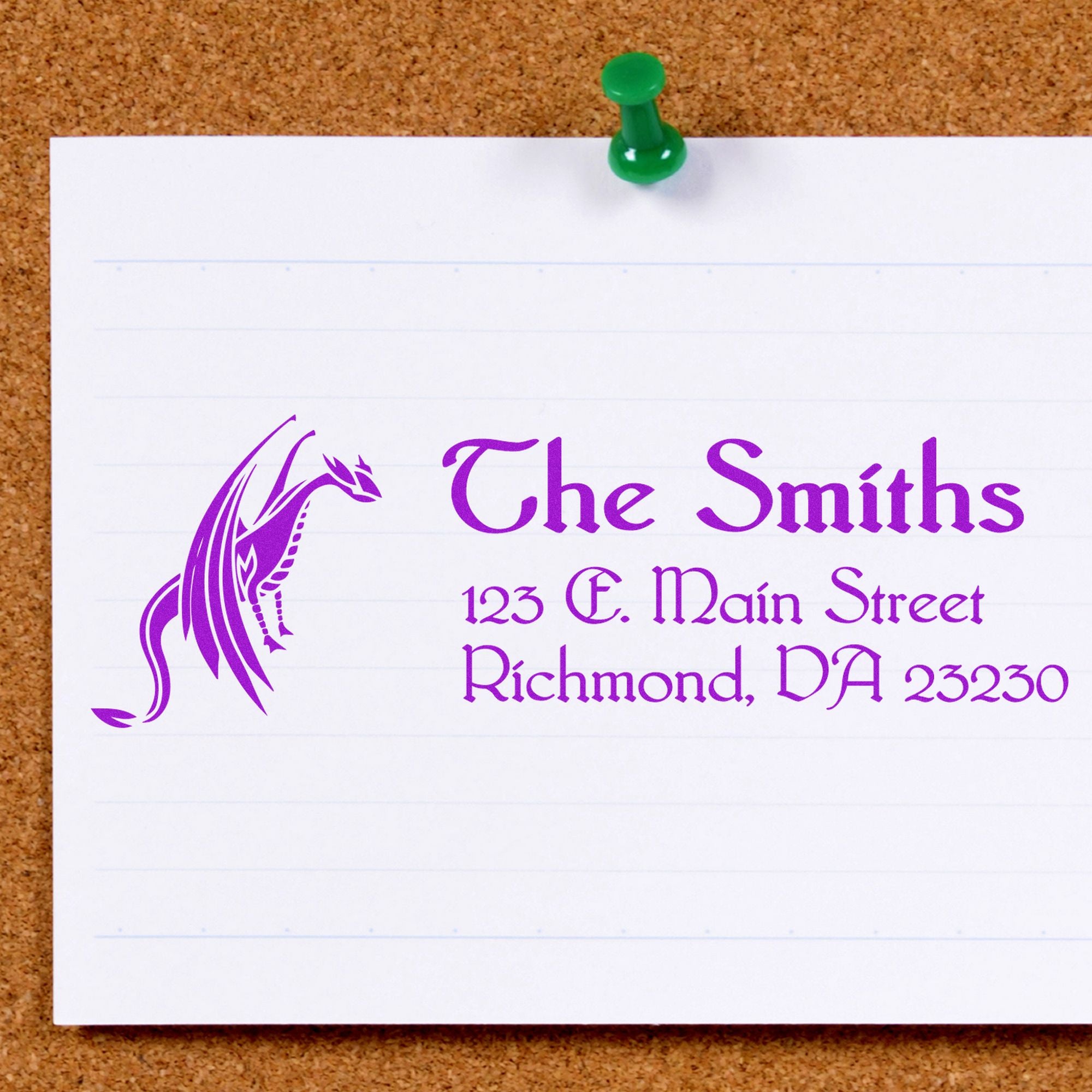 Slim Wrath Dragon Customizable Name and Address Stamp