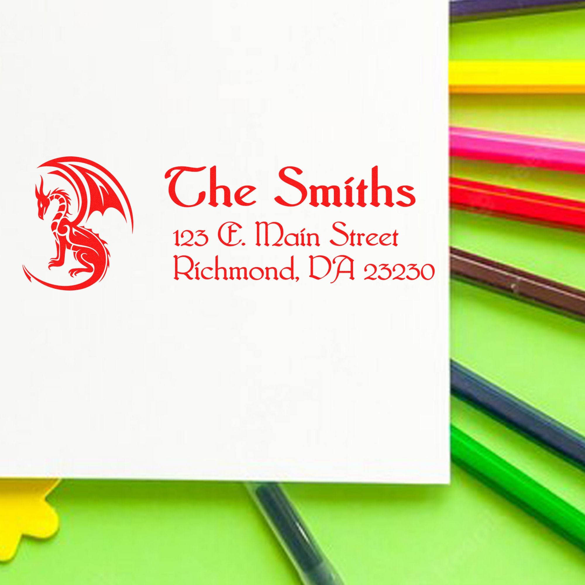 Molten Dragon Handmade Address Label Rubber Stamp