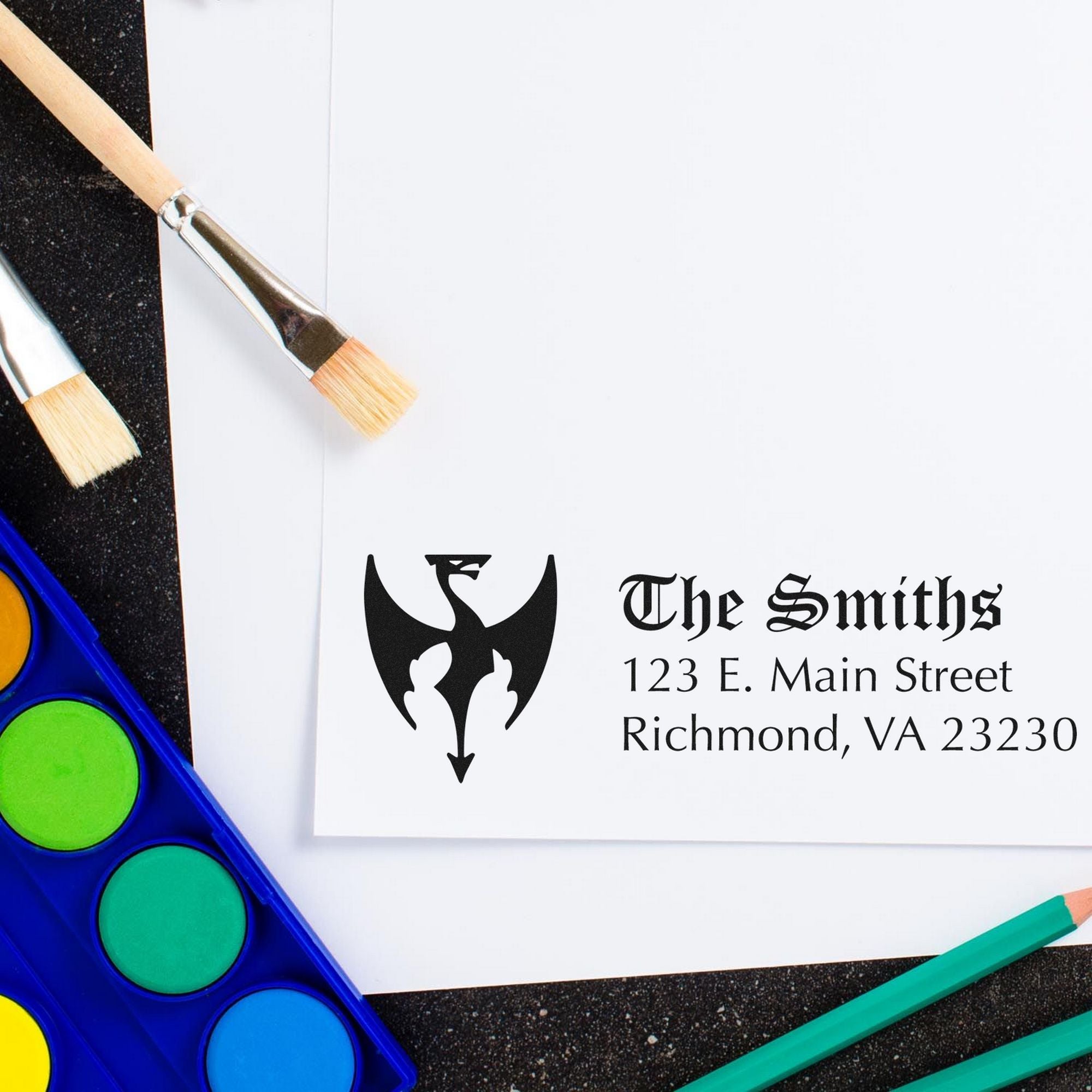 Slim Vandal Dragon Customizable Mailing Address Stamp