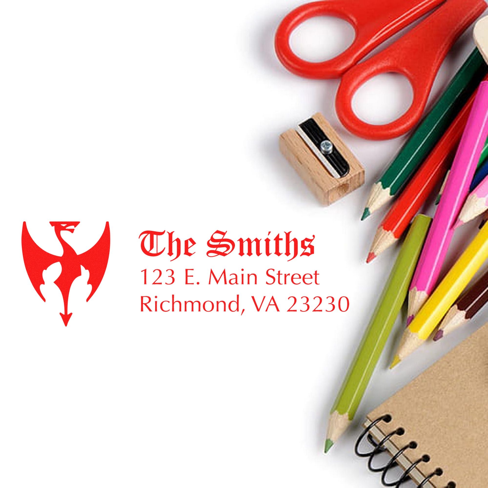 Slim Vandal Dragon Customizable Mailing Address Stamp