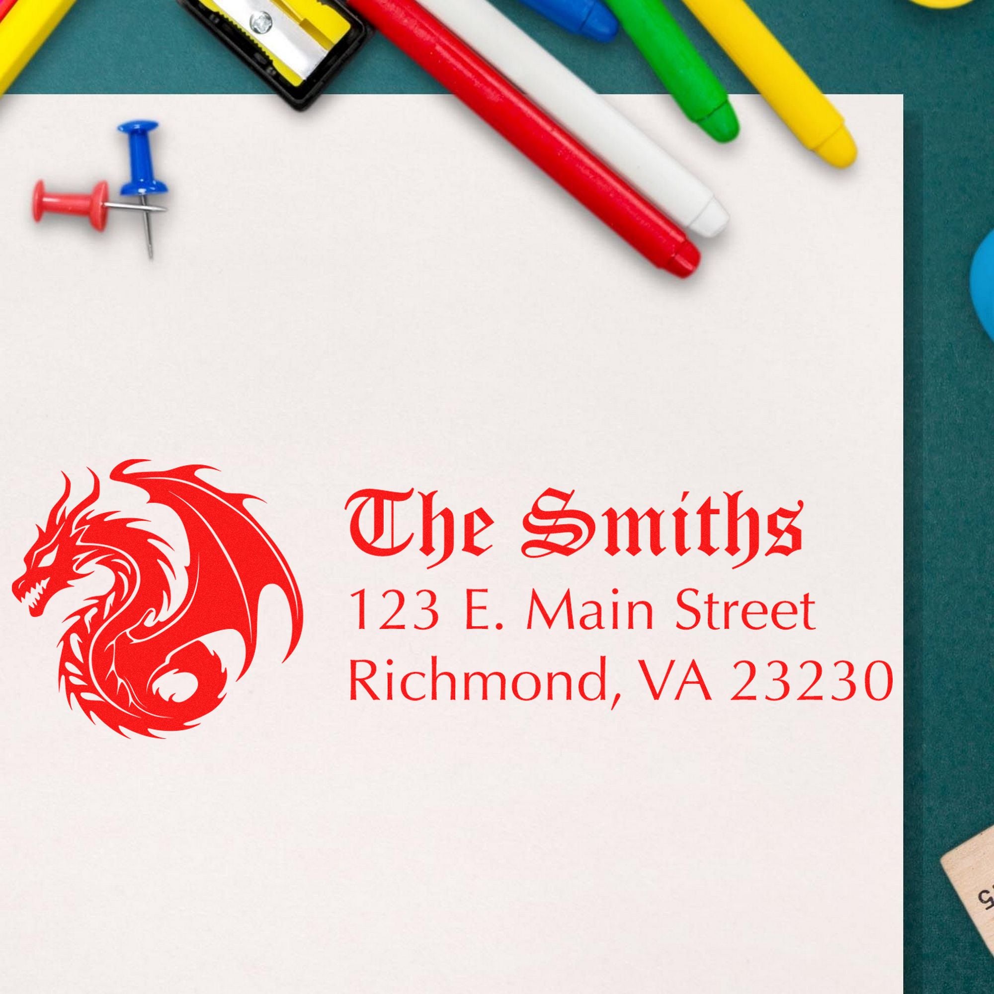 Slim Raven Dragon Customizable Home Address For Envelopes Stamp