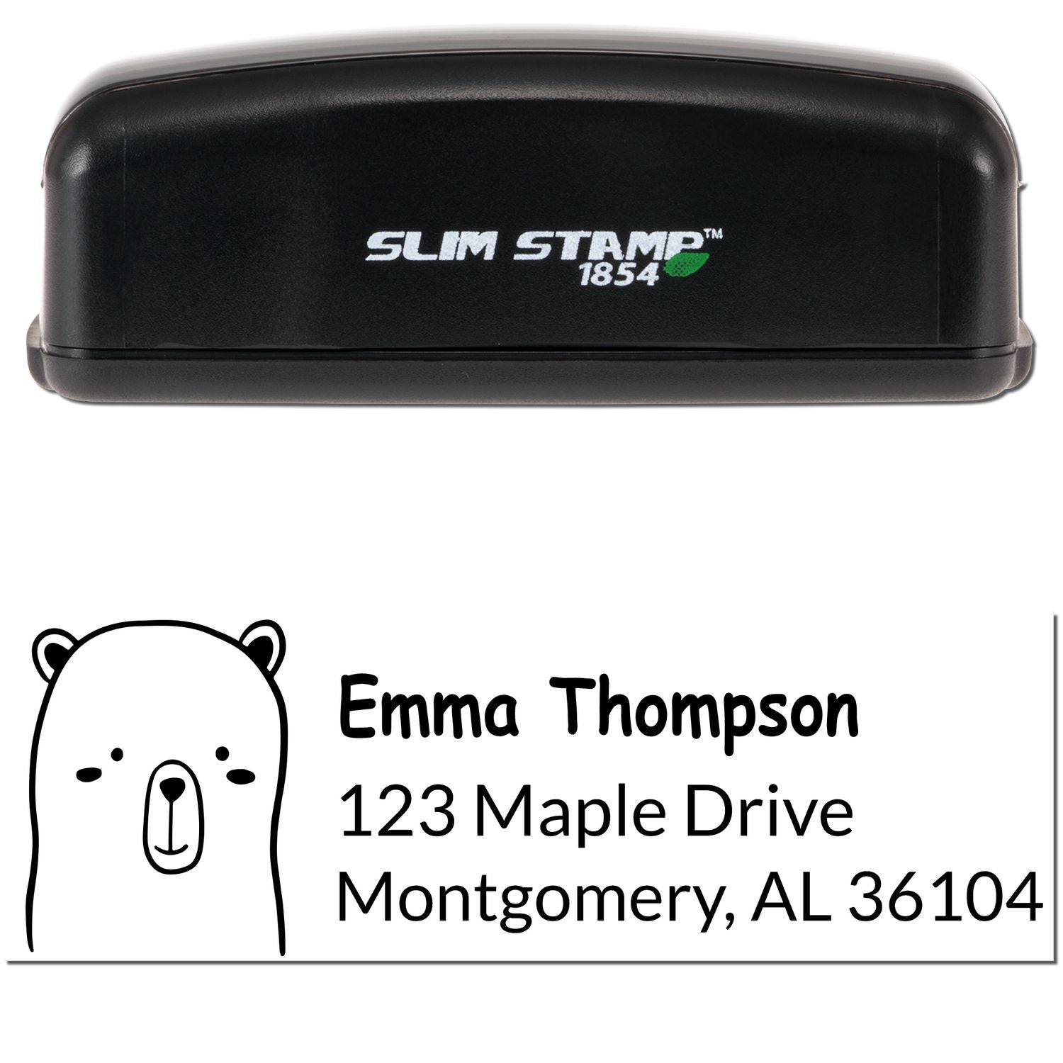 Slim Pre-Inked Adorable Bear Personalized New Address Stamp