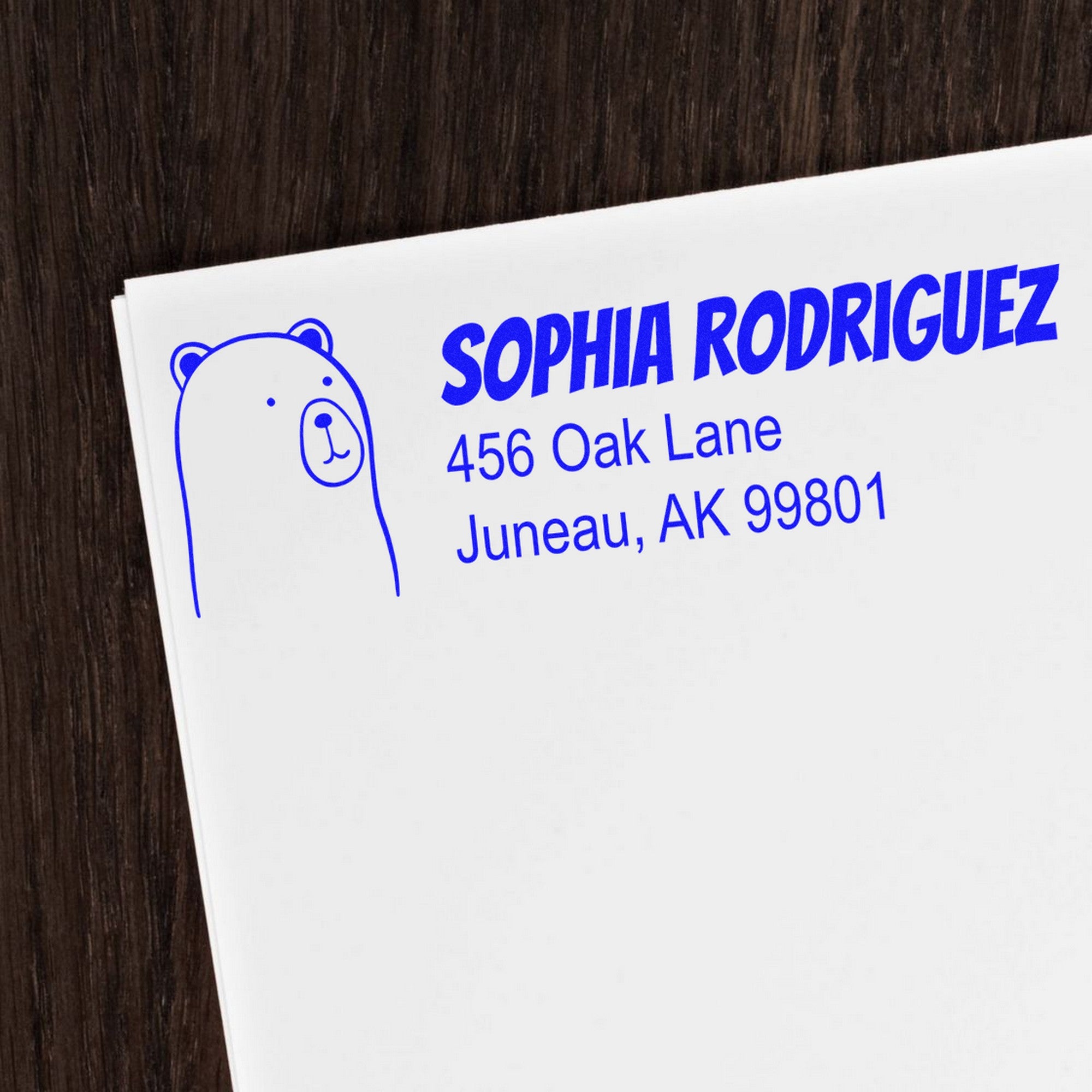 Slim Pre-Inked Cuddly Polar Bear Personalized Home Address For Envelopes Stamp