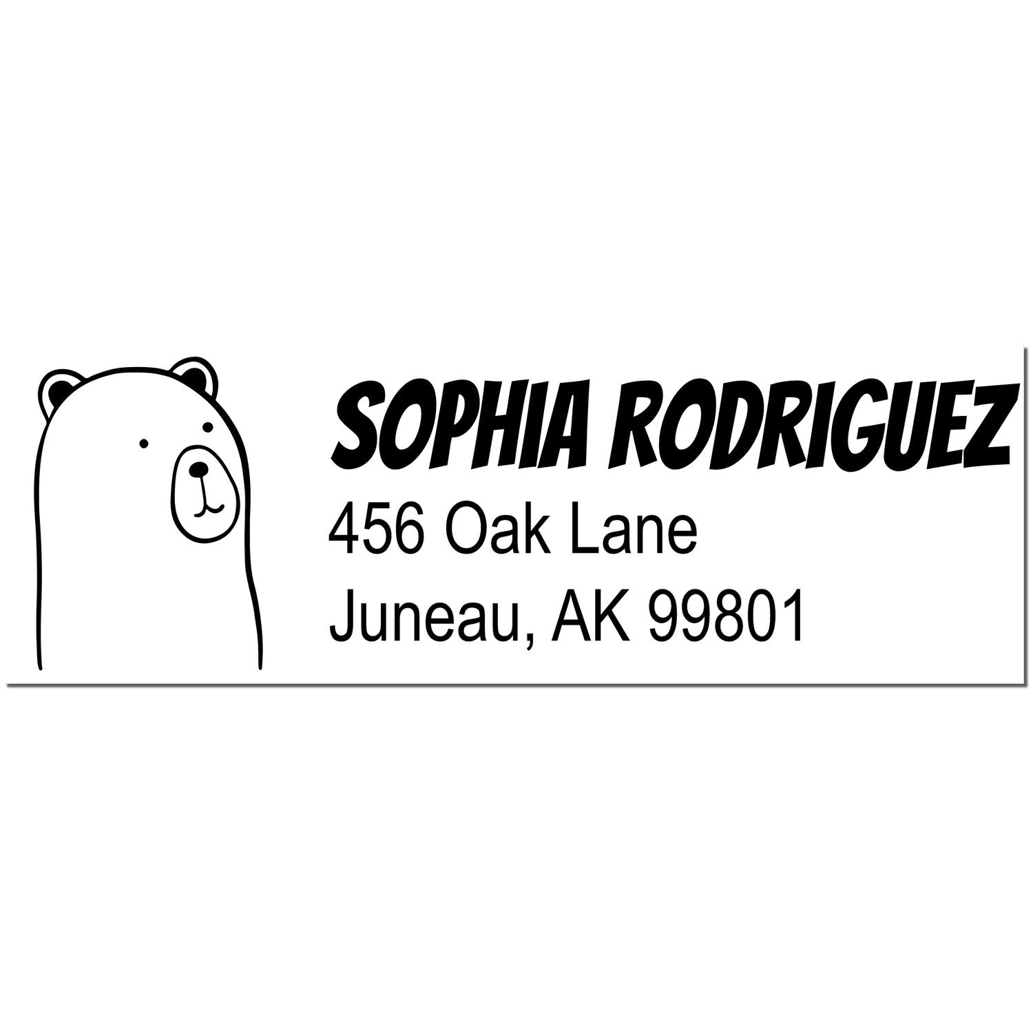 Wood Handle Cuddly Polar Bear Personalized Return Address Rubber Stamp