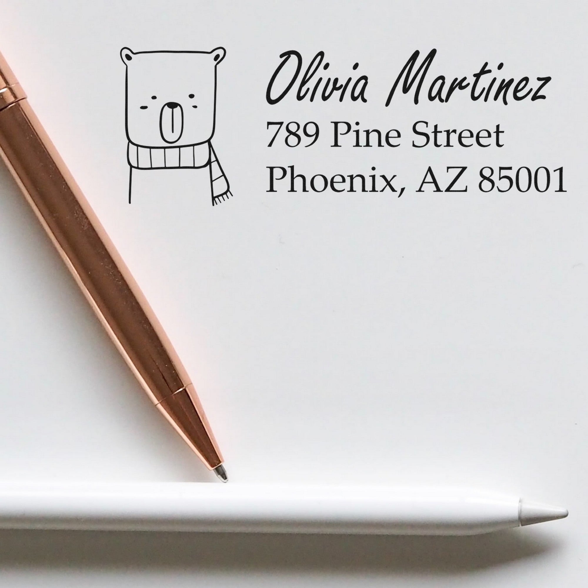 Snuggly Bear Customize Home Address Self-Inking Stamp