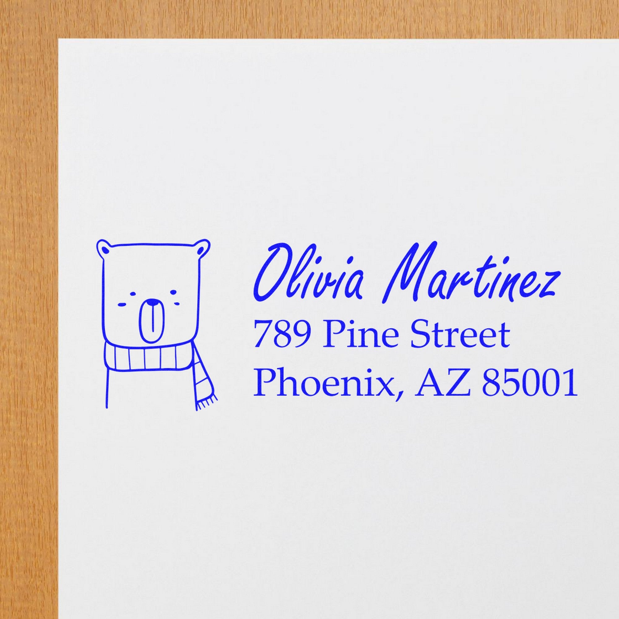 Snuggly Bear Customize Home Address Self-Inking Stamp