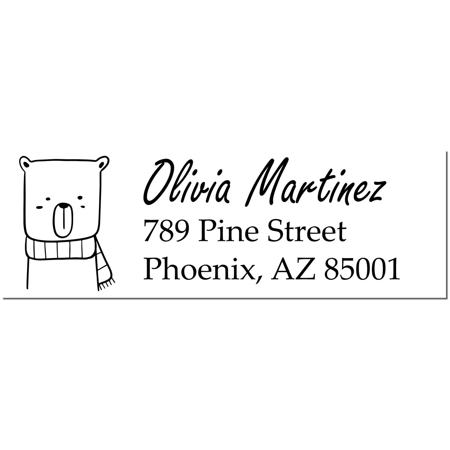 Slim Pre-Inked Snuggly Bear Personalized Address Label Stamp