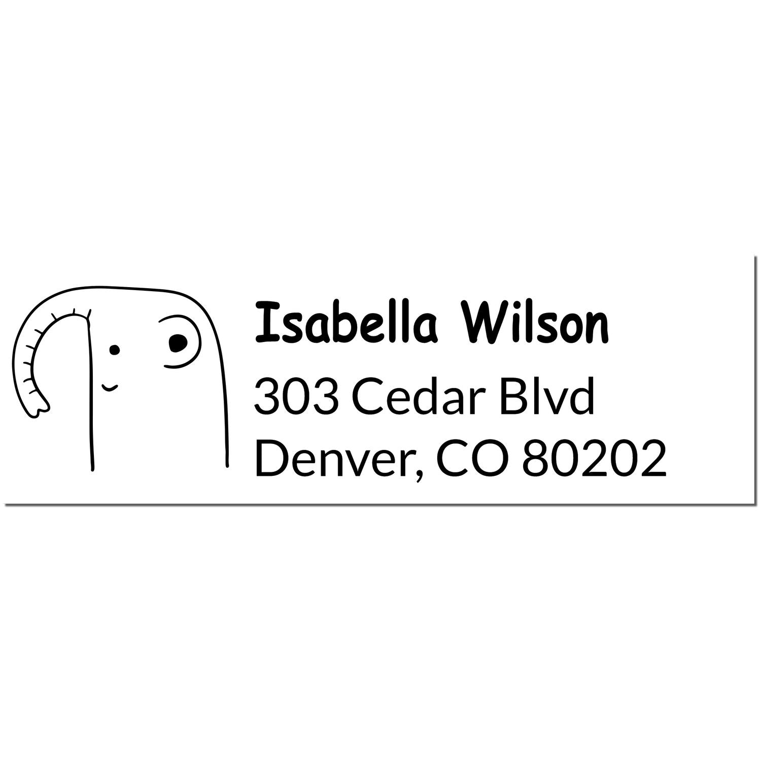 Wood Handle Endearing Elephant Personalized Home Address Rubber Stamp