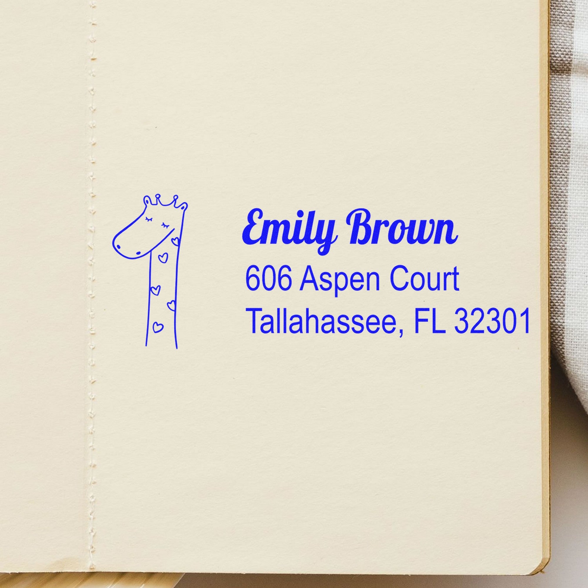 Wood Handle Lovely Giraffe Personalized Mail Address Rubber Stamp