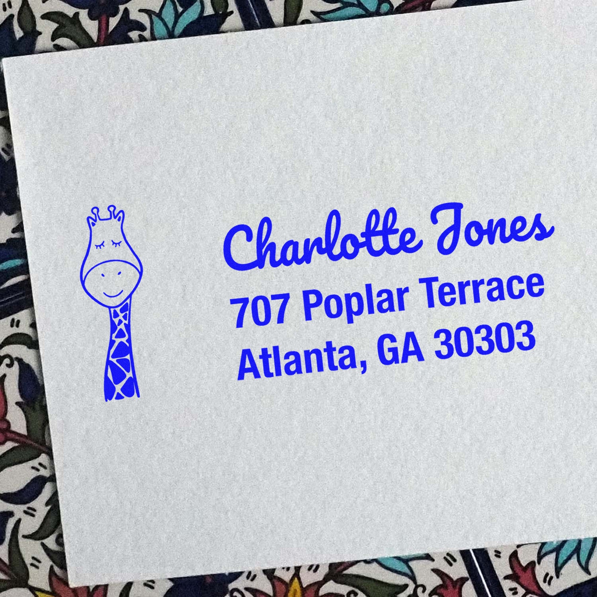 Slim Pre-Inked Jolly Giraffe Custom Address Return Stamp