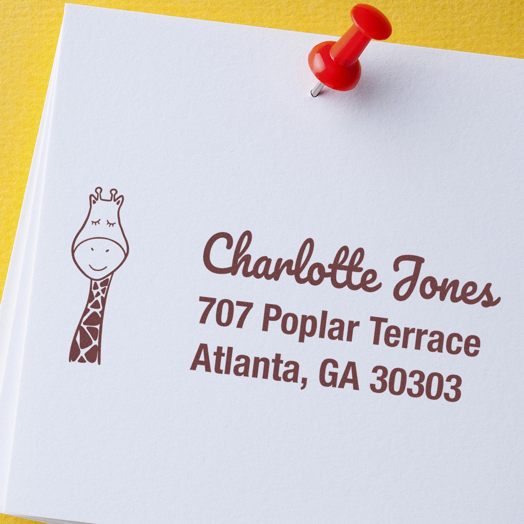 Jolly Giraffe Customizable Address Self-Inking Stamp