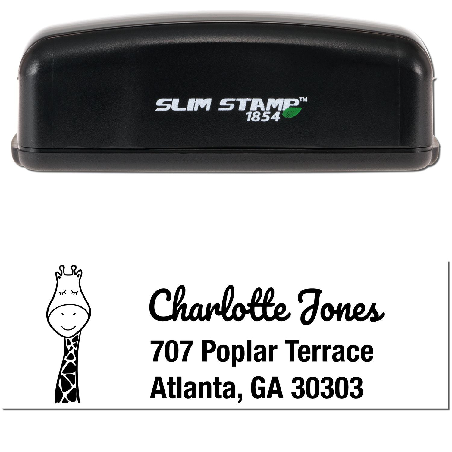 Slim Pre-Inked Jolly Giraffe Custom Address Return Stamp