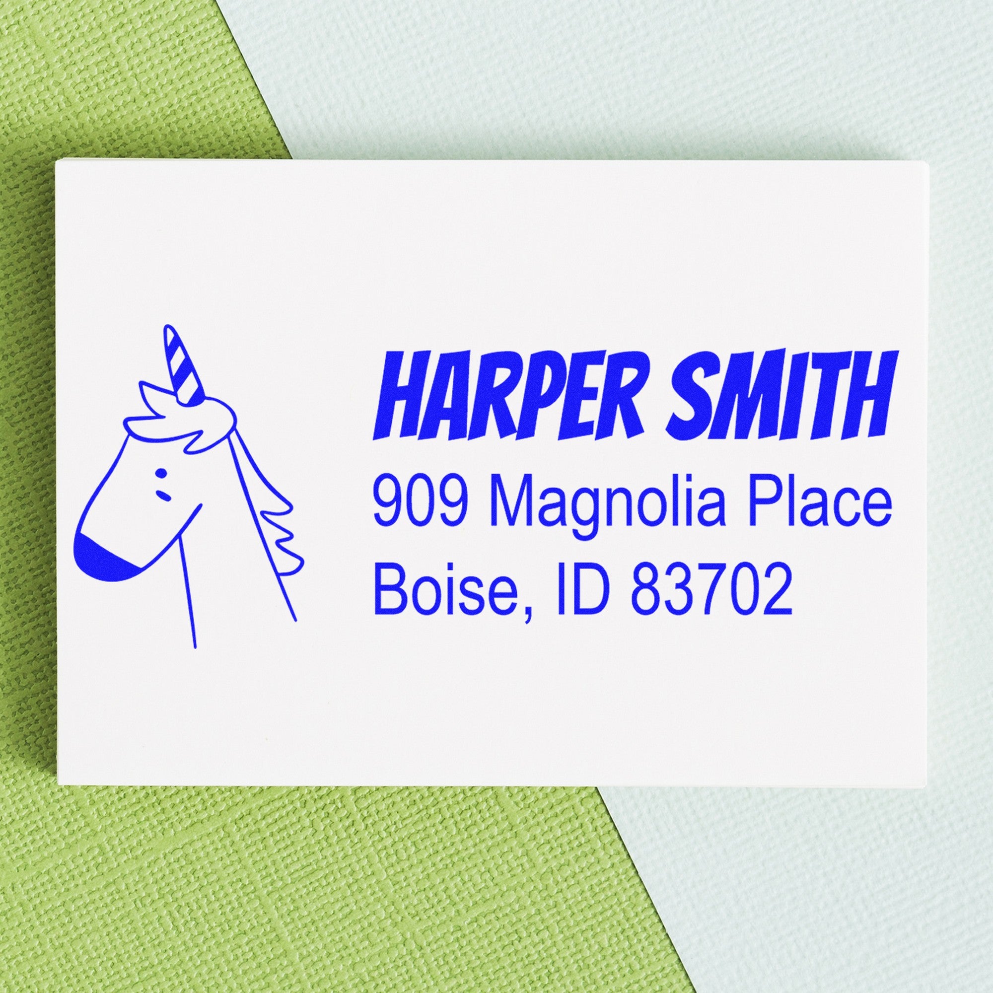 Whimsical Unicorn Customizable Name and Address Self-Inking Stamp