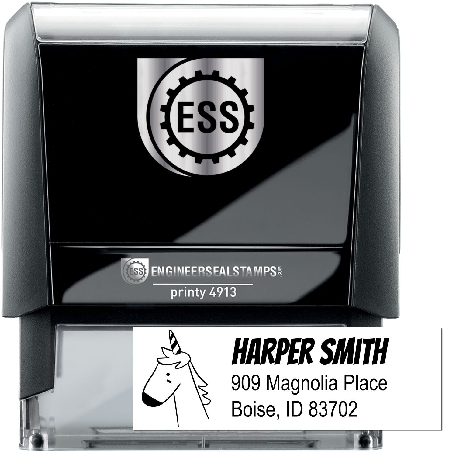 Whimsical Unicorn Customizable Name and Address Self-Inking Stamp