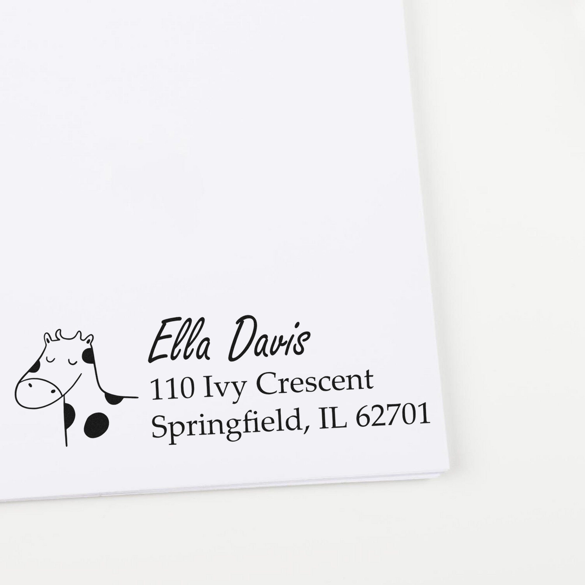 Wood Handle Giraffe Grins Custom Address Rubber Stamp