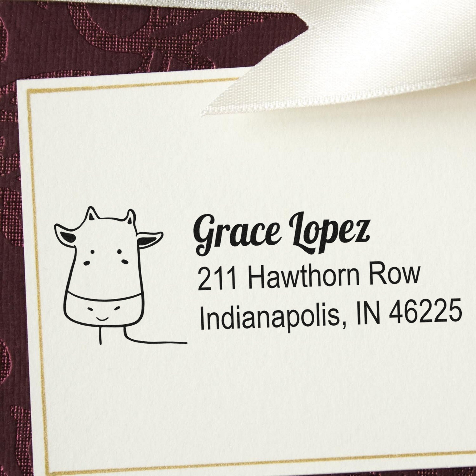 Slim Pre-Inked Cow Cuddles Custom Home Address For Envelopes Stamp