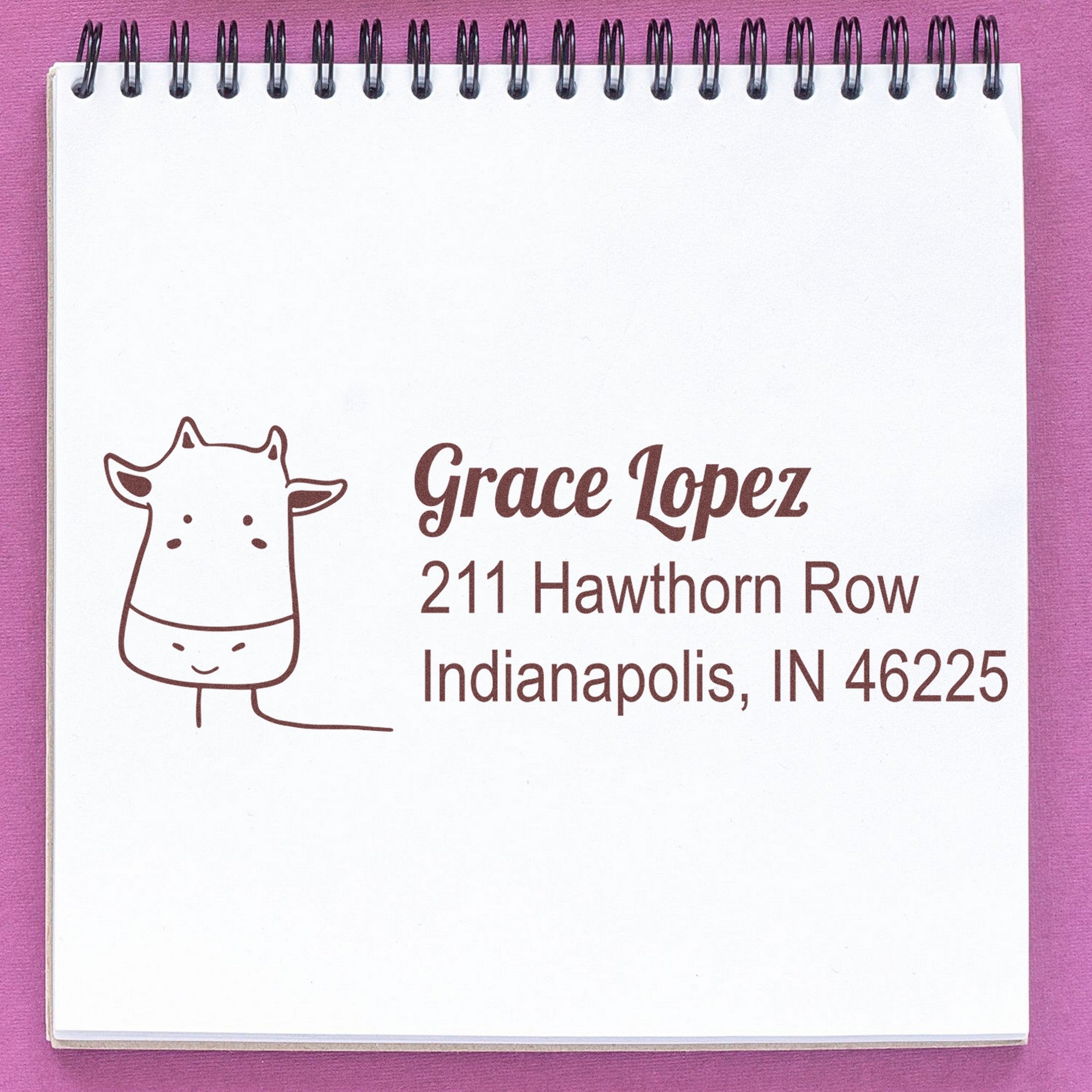 Wood Handle Cow Cuddles Custom Return Address Rubber Stamp