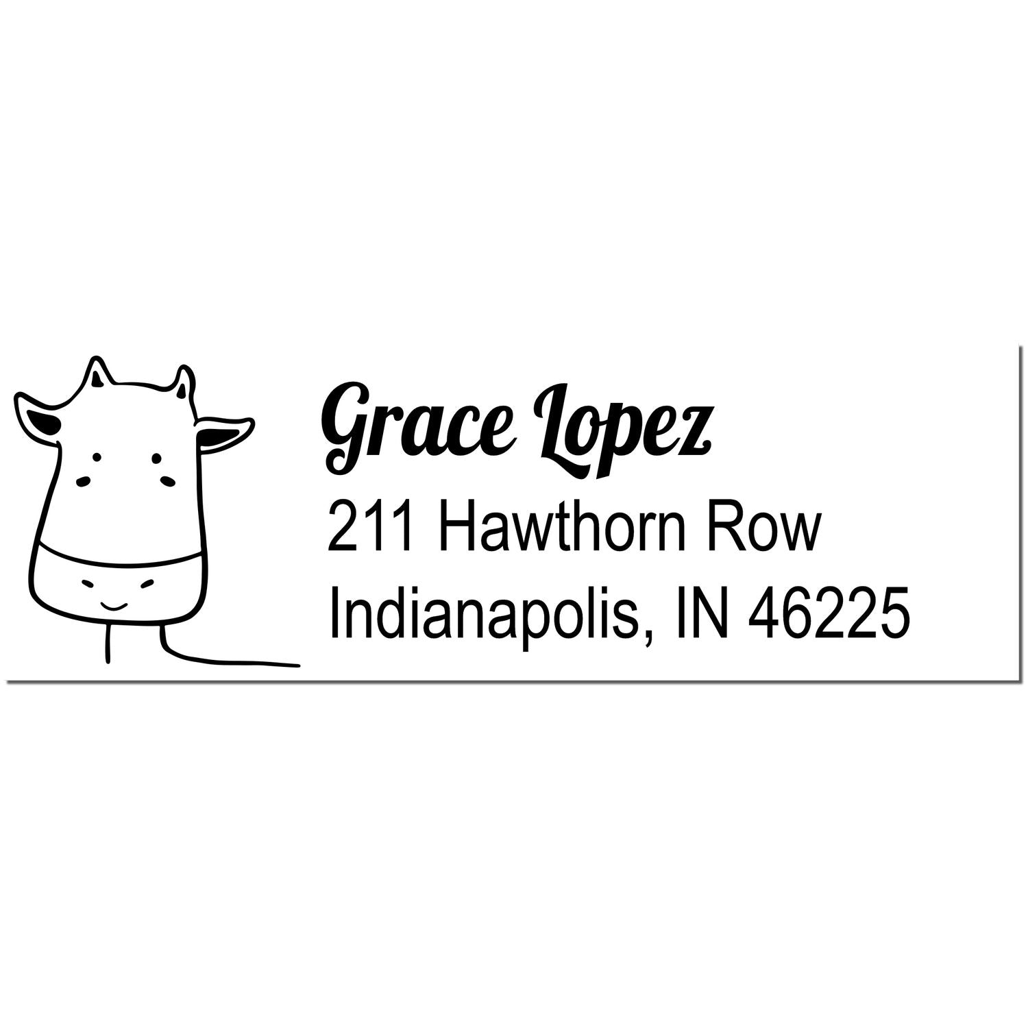 Wood Handle Cow Cuddles Custom Return Address Rubber Stamp