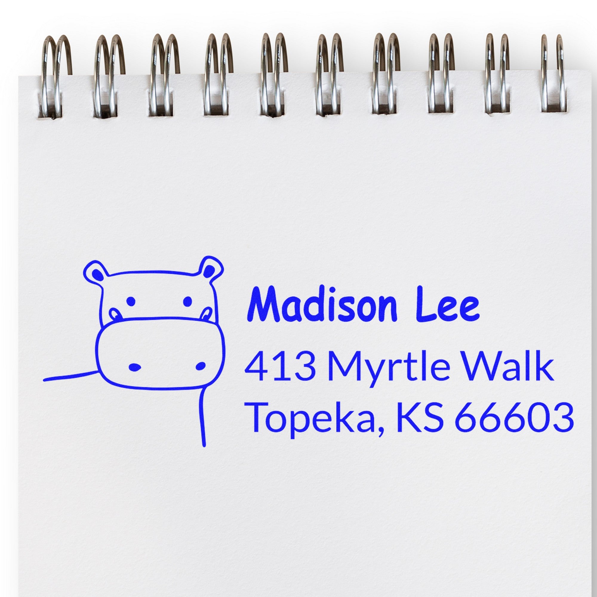 Slim Pre-Inked Happy Hippo Customized Address Stamp