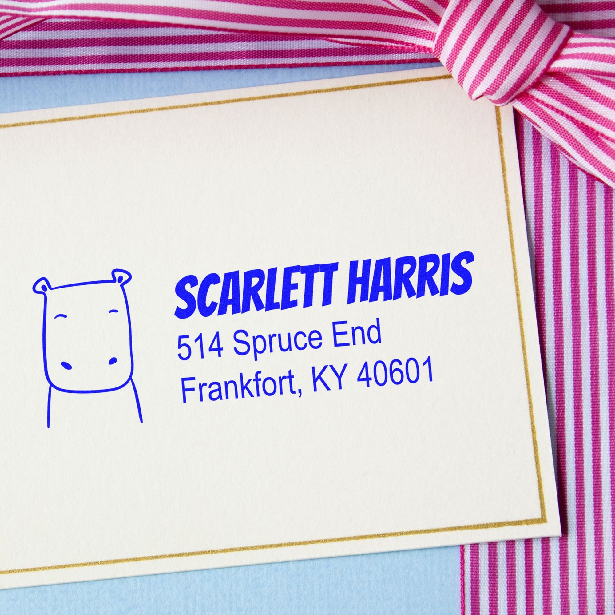 Hopeful Hippo Customizable Mailing Address Self-Inking Stamp