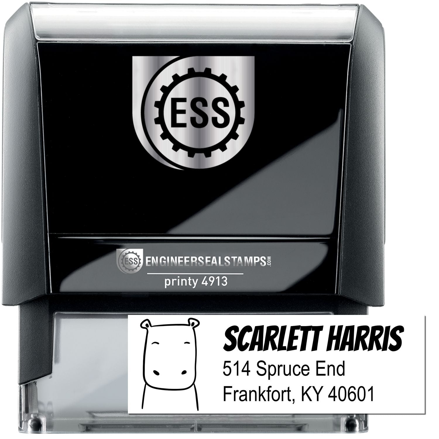 Hopeful Hippo Customizable Mailing Address Self-Inking Stamp