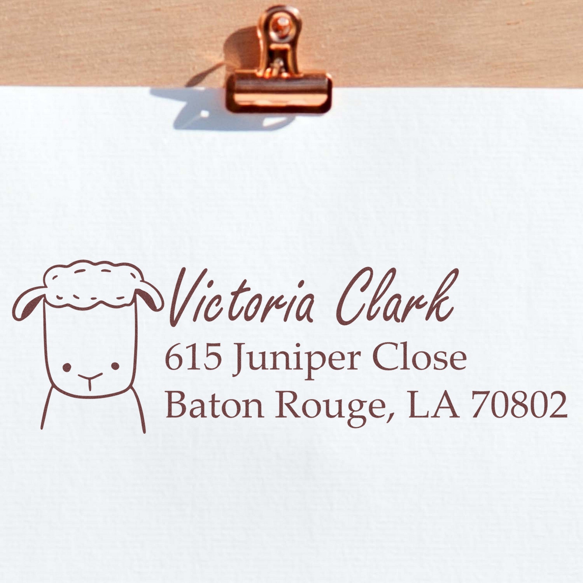 Slim Pre-Inked Fluffy Sheep Customized Name and Address Stamp